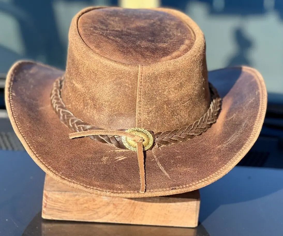 Other Real Leather Western Crazy Vintage Cowboy Tan Unisex Size 26 - 2 Thumbnail