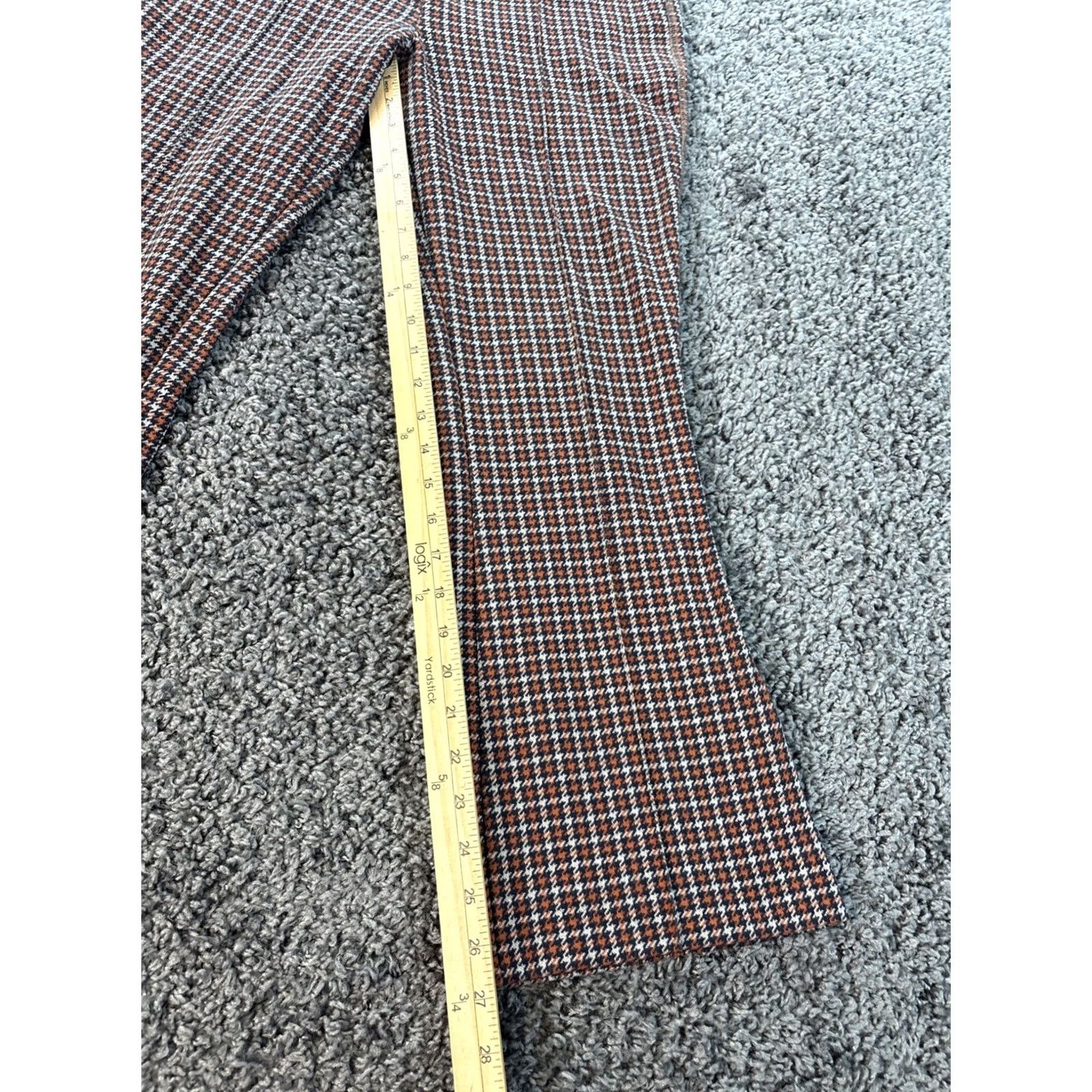 Vintage Maeve Pants Cropped Flared Houndstooth Orange Cotton Blend Flat Front Women M"} Size 32" / US 10 / IT 46 - 2 Thumbnail