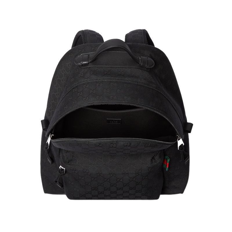 Gucci GUCCI Medium $2800 Black GG Canvas With Web Backpack New & Size ONE SIZE - 5 Thumbnail