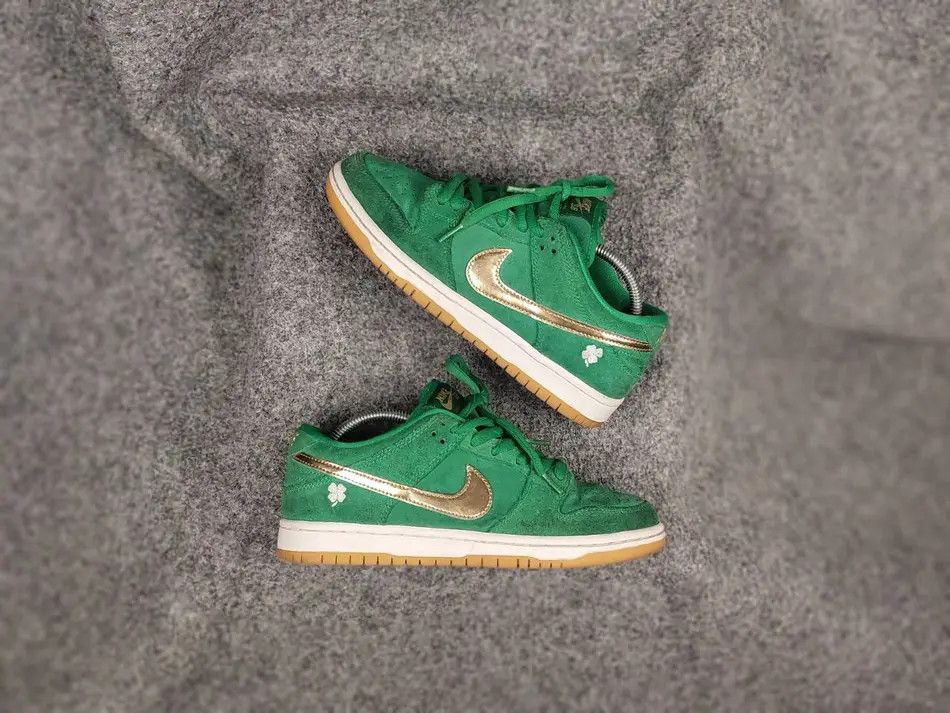 image of Archival Clothing x Nike Sb Dunk Low Pro St. Patrick's Day Green Suede Sneaker, Men's (Size 6)