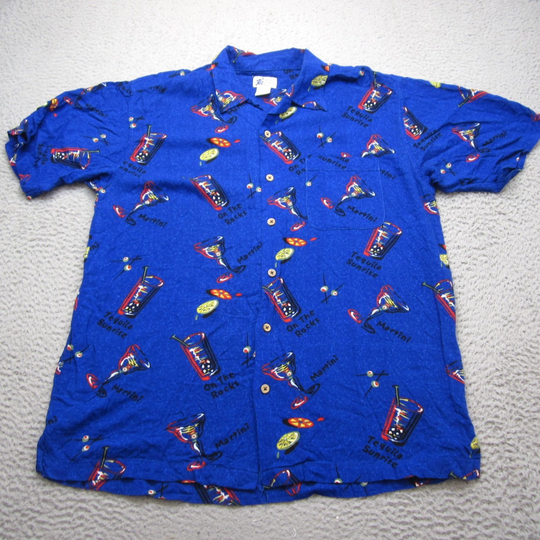 Cherokee Cherokee Shirt Mens Large Blue Button Up Waikiki Hawaiian Cocktails Drinks Party Size US L / EU 52-54 / 3 - 2 Thumbnail