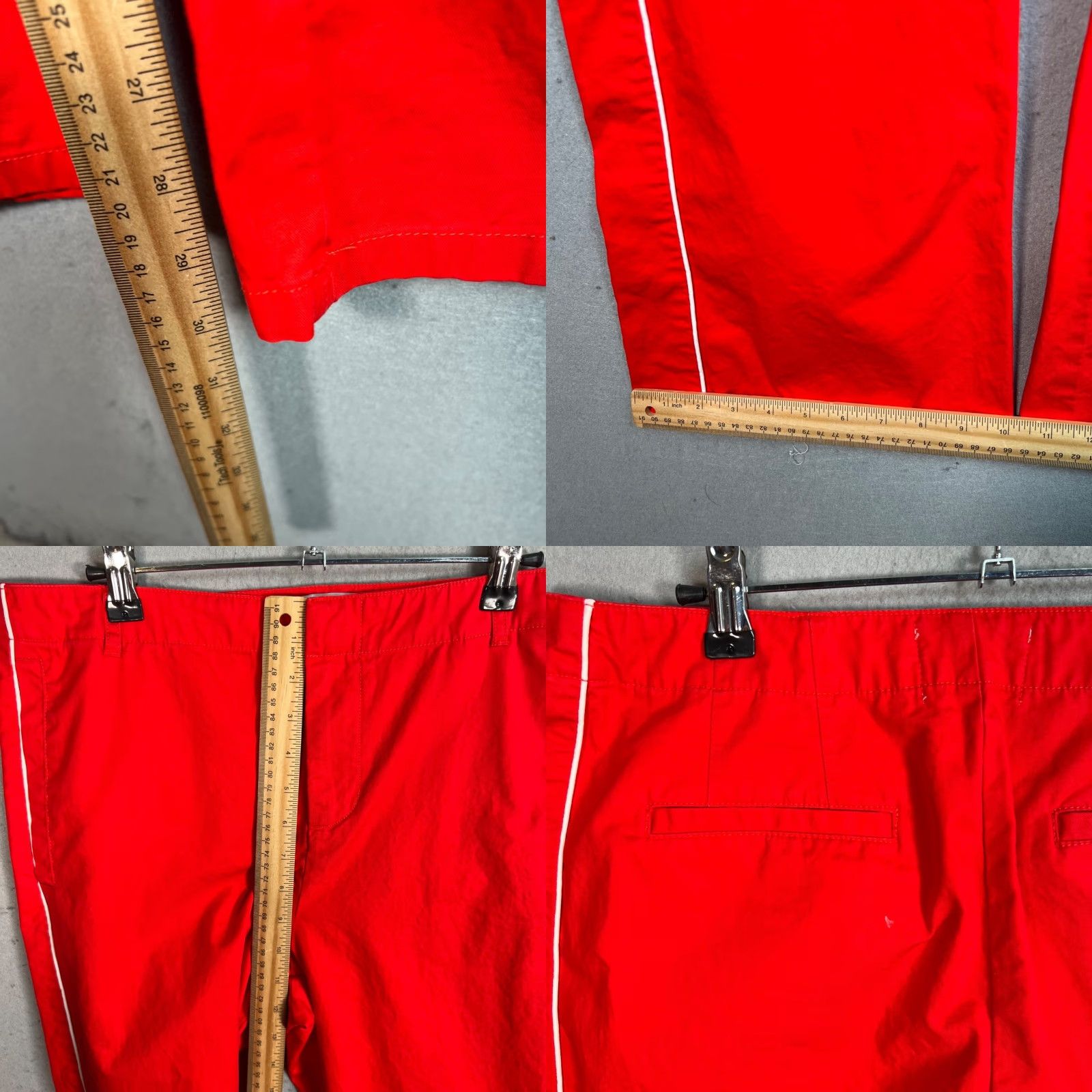 Bdg BDG Womens Red Wide Leg Track Pants With White Piping Size 12 Size 34" / US 12 / IT 48 - 8 Thumbnail