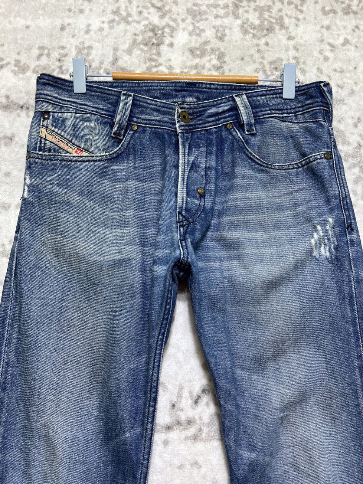 Diesel Diesel Slammer Blue Distressed Zipper Back Pocket Jeans Men Size US 31 - 3 Thumbnail