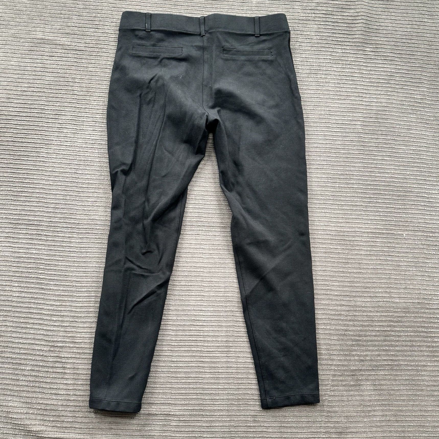 Vintage Betabrand Cropped Pants Women PM Petite Black Rayon Office Flat Front Logo Straight Inseam 24in Size 32" / US 10 / IT 46 - 2 Thumbnail
