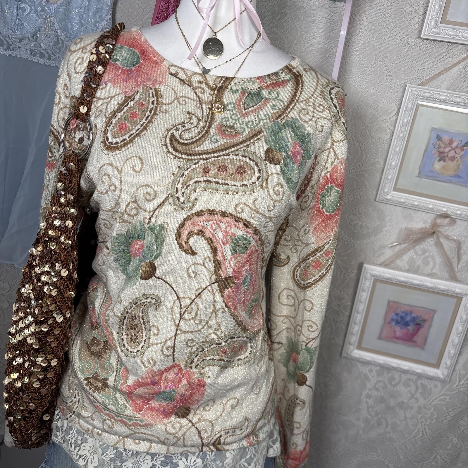 Other vintage sequin beaded floral sweater Size L / US 10 / IT 46 - 3 Thumbnail