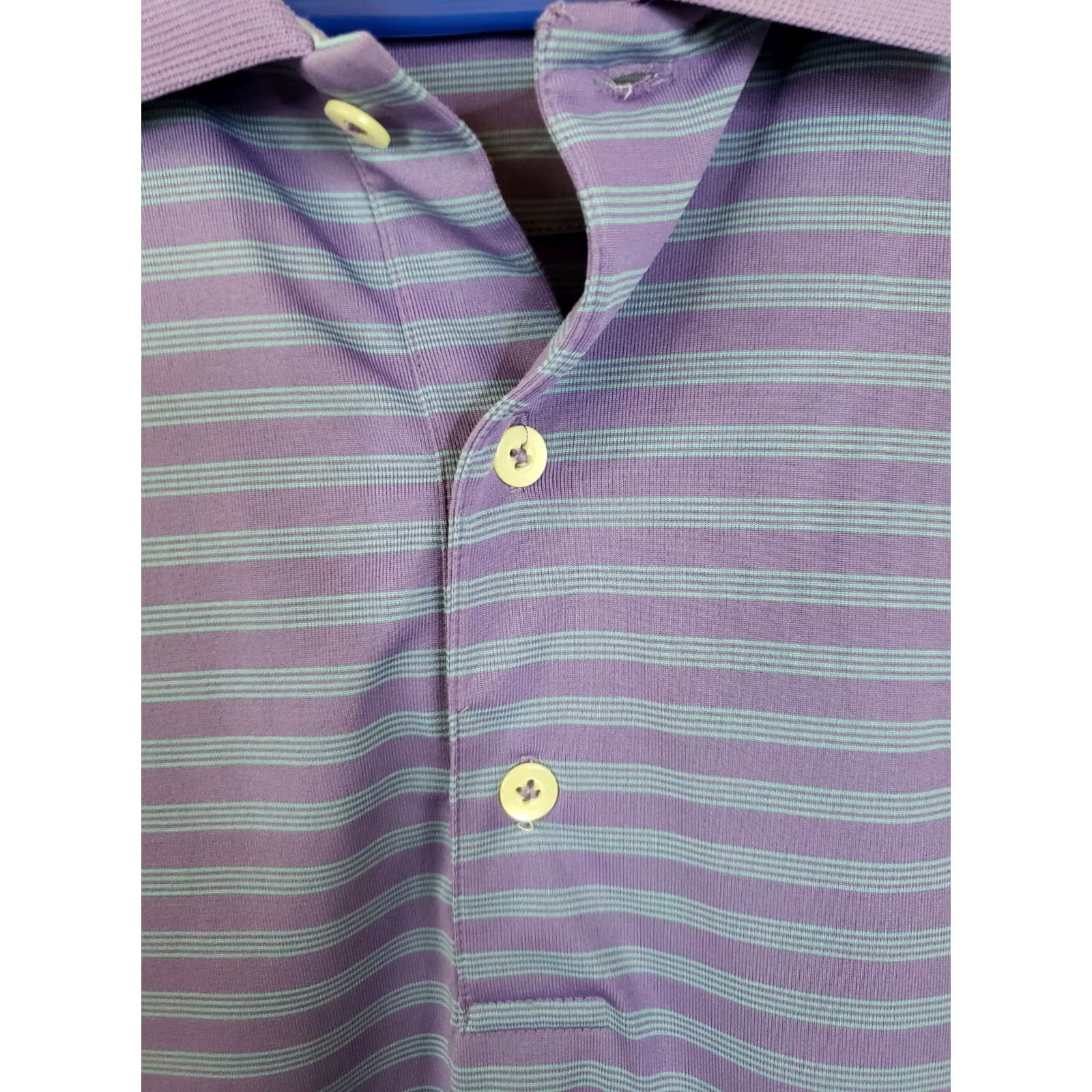 Vintage Donald Ross Polo Shirt Mens M Purple Blue Striped Performance Lightweight Golf Shirt Size US M / EU 48-50 / 2 - 5 Thumbnail