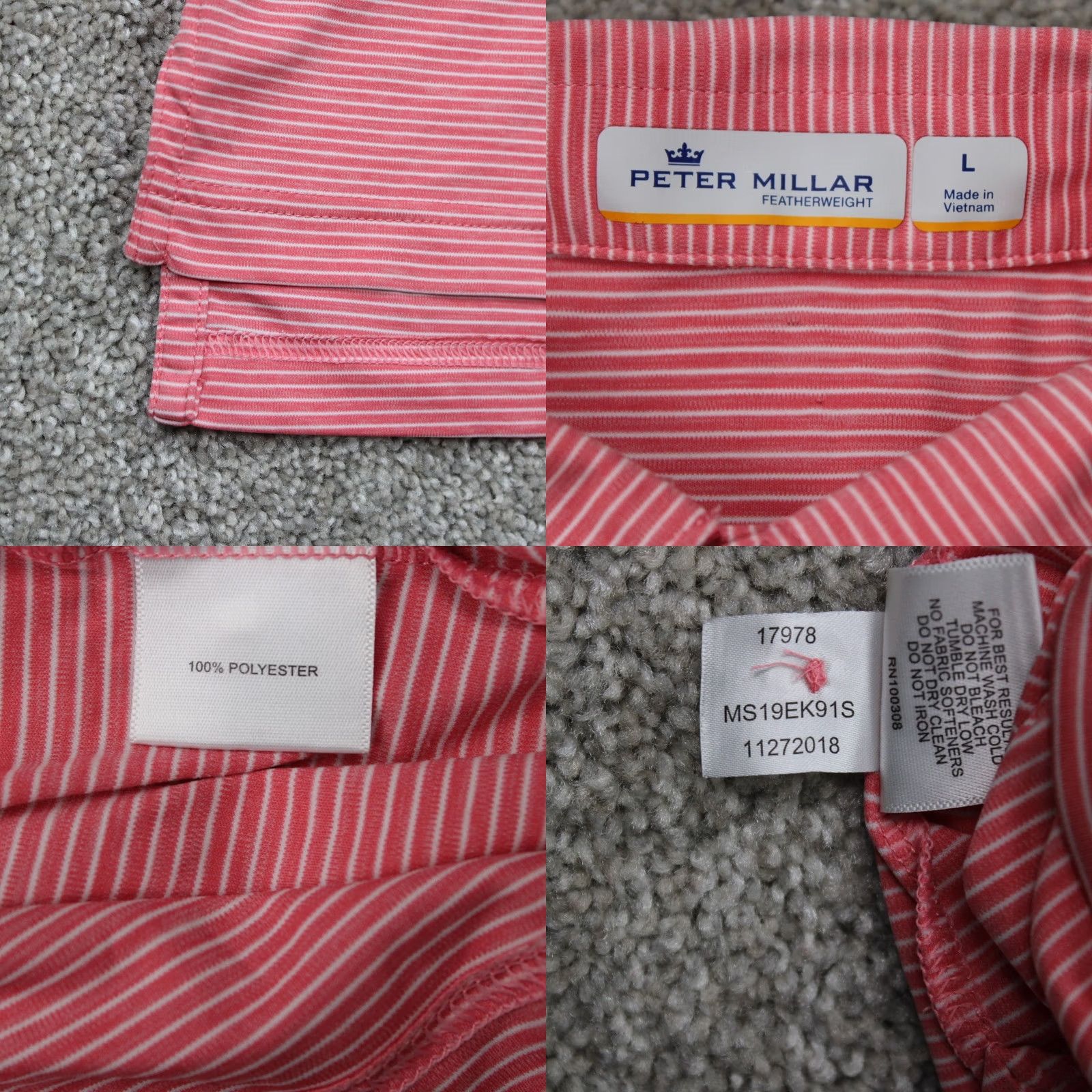 Peter Millar Peter Millar Polo Shirt Mens Large Red 100% Polyester Short Sleeve Knit Logo on left breast Size US L / EU 52-54 / 3 - 8 Thumbnail