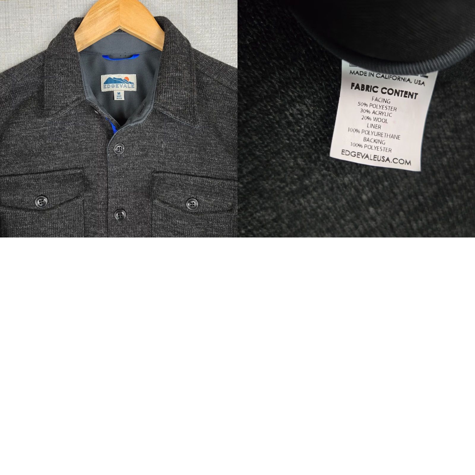 Vintage EDGEVALE Mens Shacket OverShirt Button Front Gray Wool Blend Made in USA Medium Shirt Mens Size US M / EU 48-50 / 2 - 9 Thumbnail