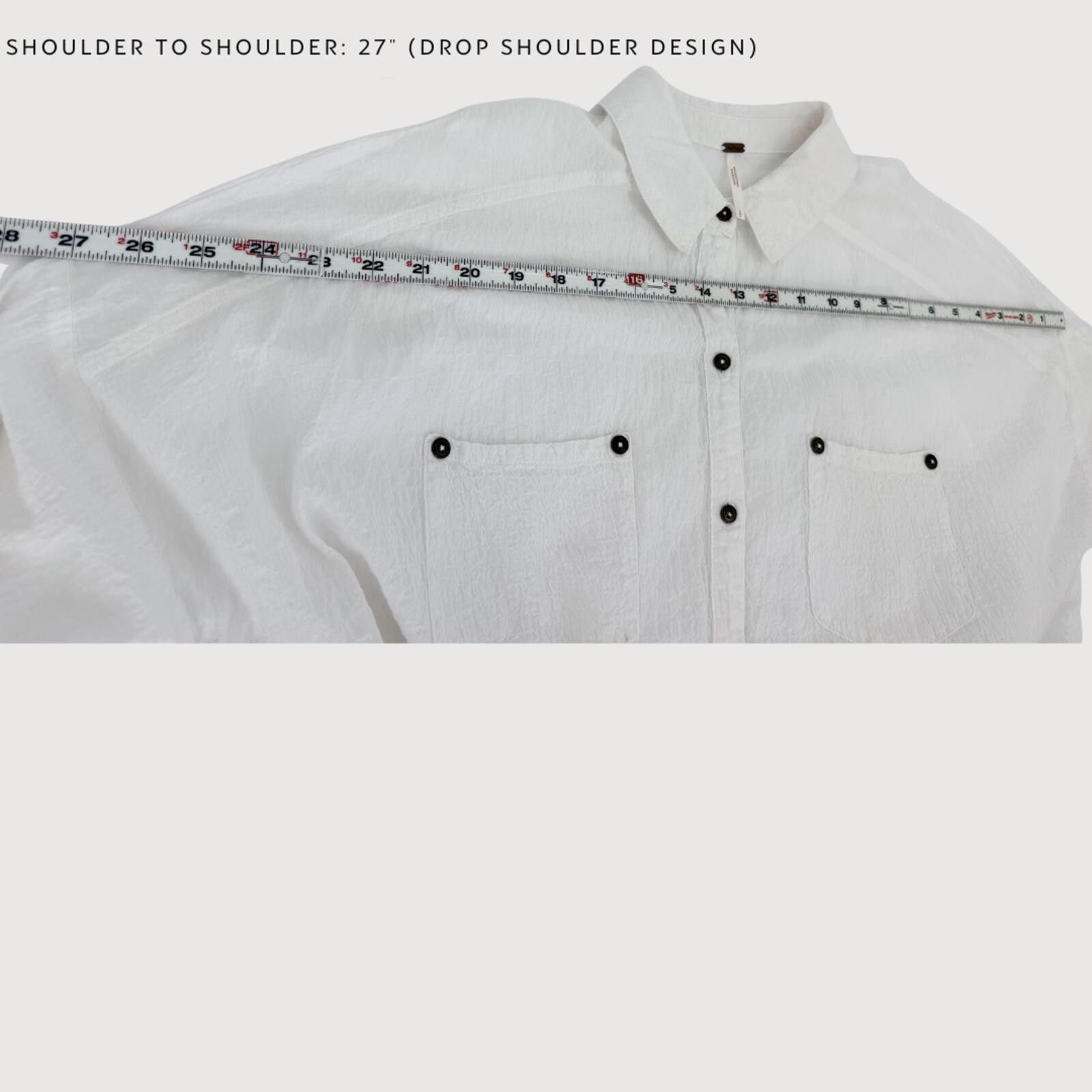 Free People Free People White Tunic Button Down Shirt Textured S Size S / US 4 / IT 40 - 8 Thumbnail