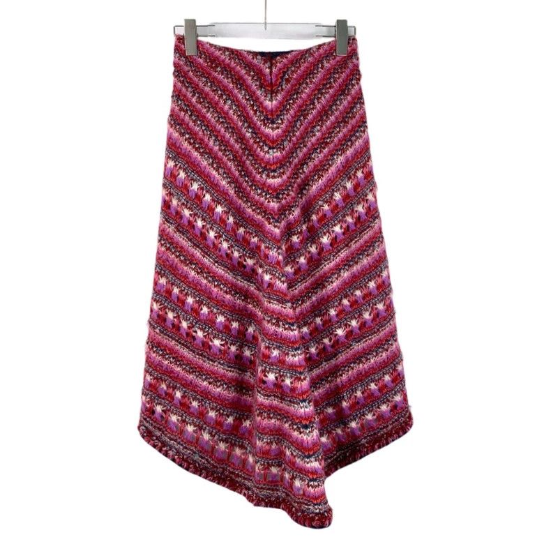 Chanel Chanel Pink alpaca knitted striped skirt 2505-Nextarrow Size 42" / US 20 - 2 Thumbnail