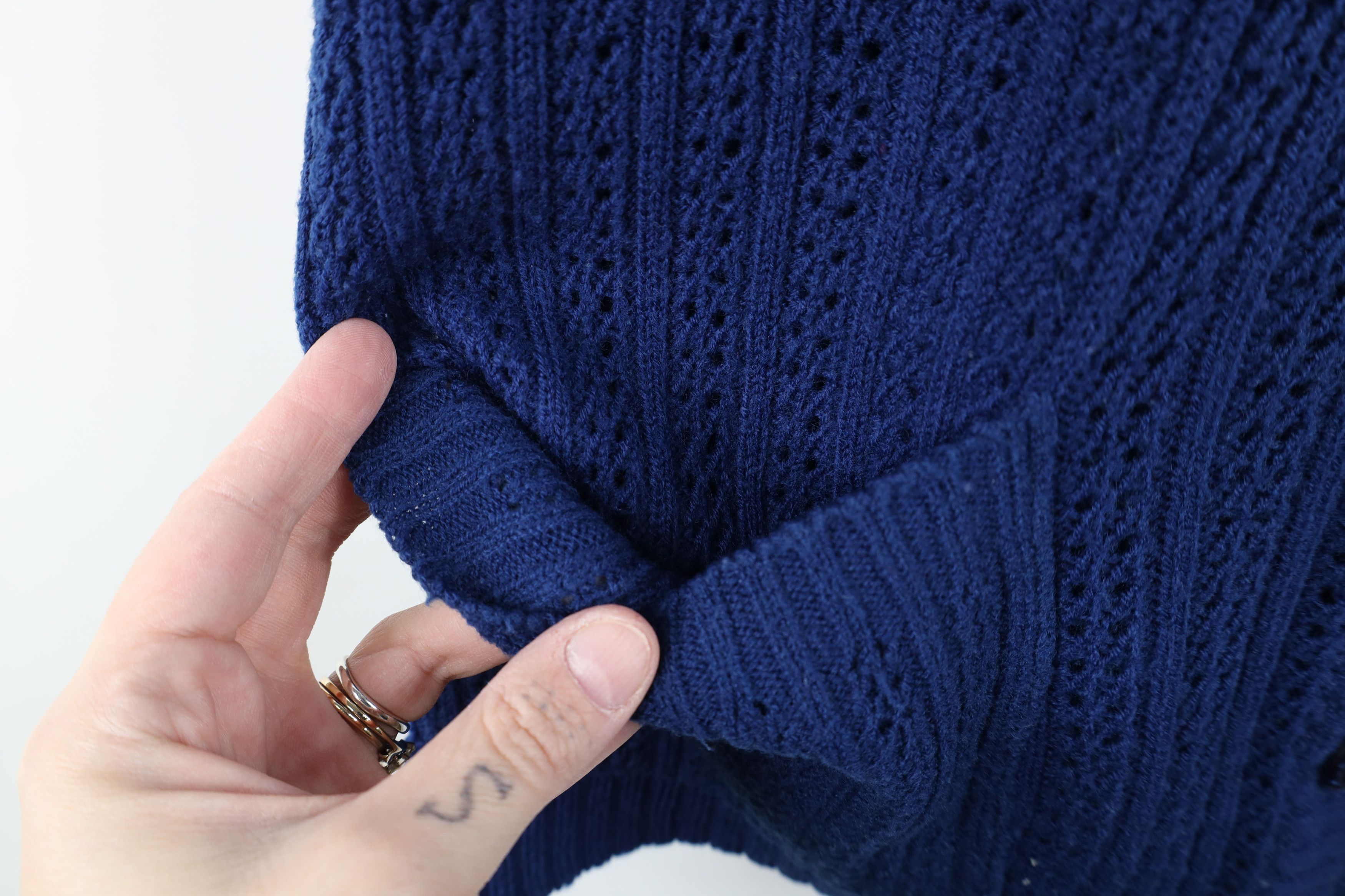 Vintage Vintage 70s Streetwear Crochet Cardigan Sweater Vest Blue Size L / US 10 / IT 46 - 6 Thumbnail