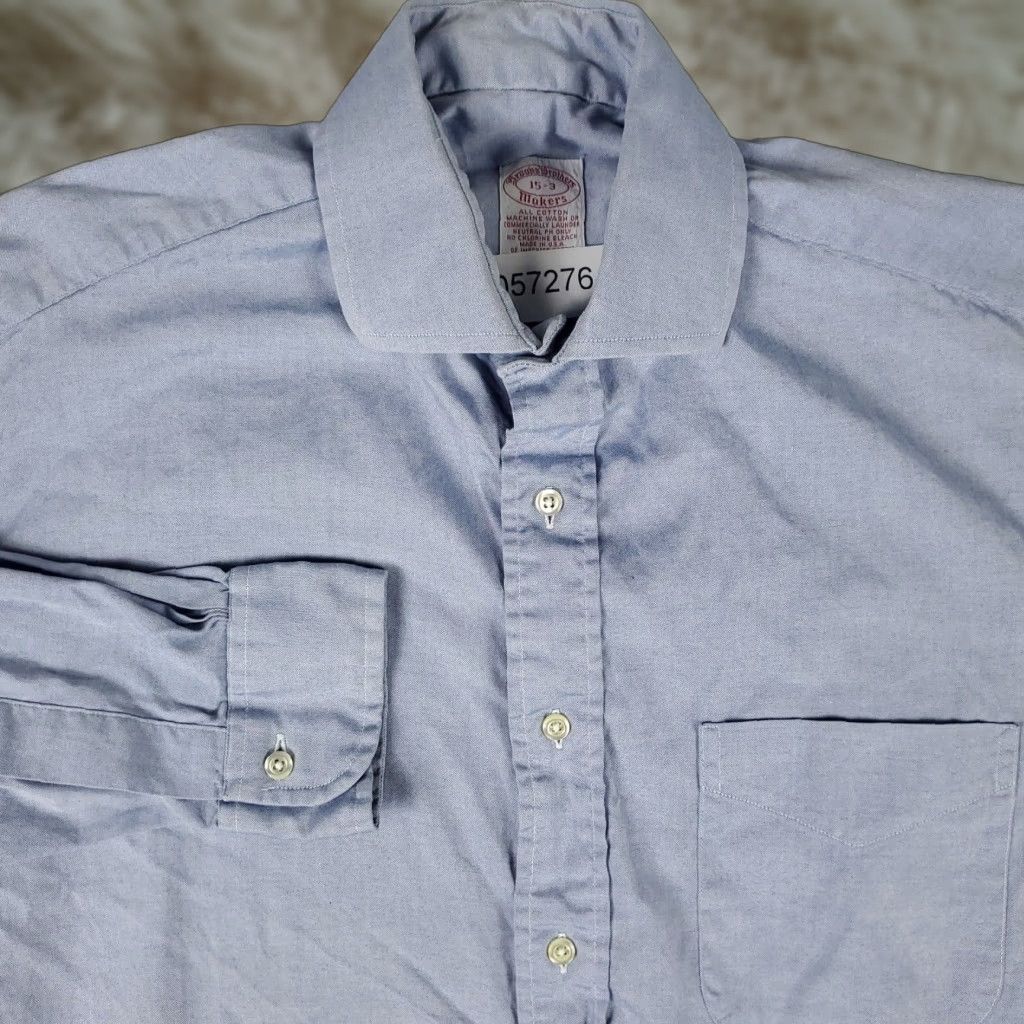 Brooks Brothers VINTAGE Brooks Brothers Dress Shirt Men Size 15 Blue Button Up Long Sleeve Business Casual Formal Workwear Size 40R - 1 Thumbnail