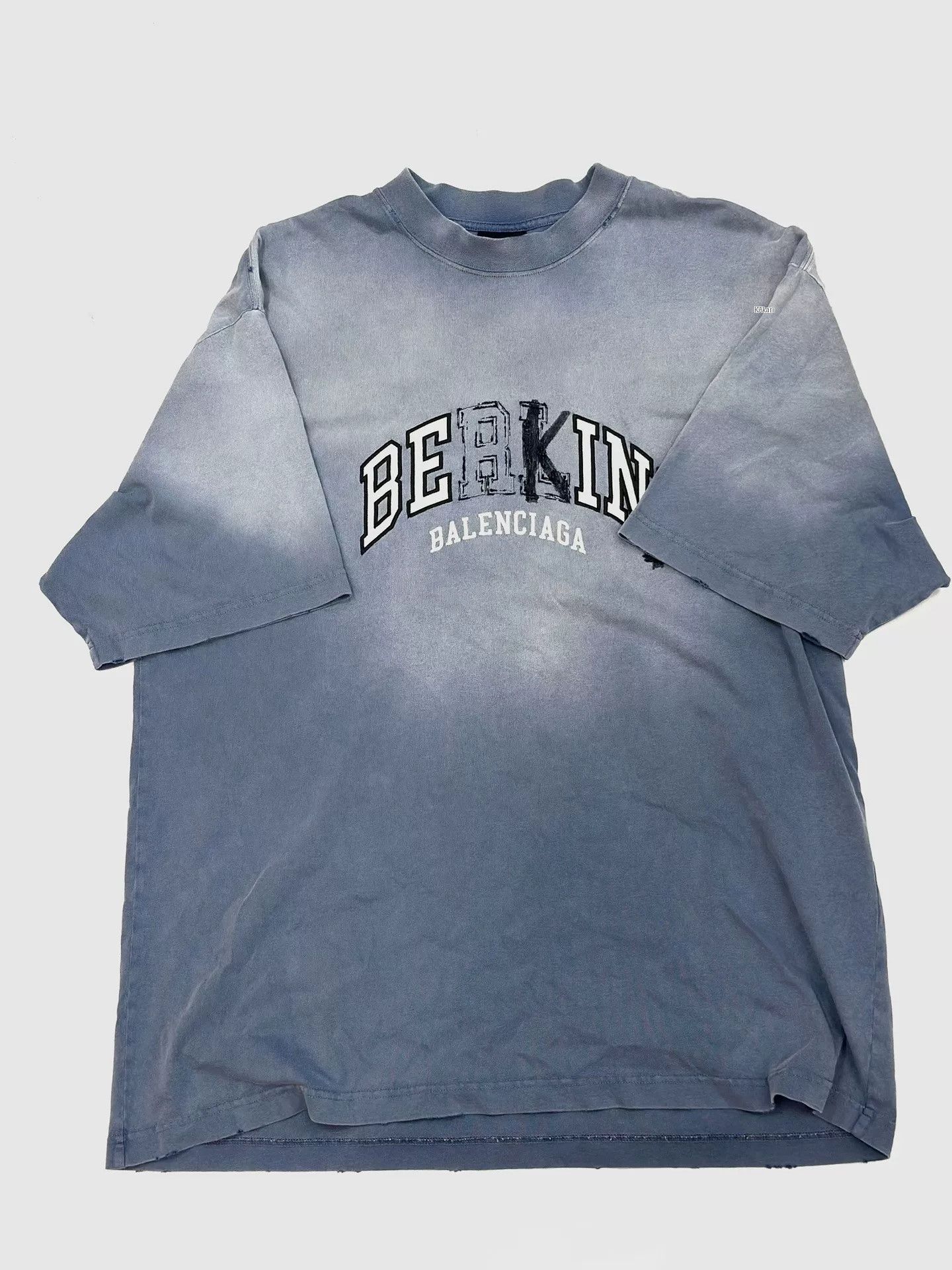 Balenciaga Balenciaga Berkind Washed Blue T-shirt Size US L / EU 52-54 / 3 - 1 Thumbnail