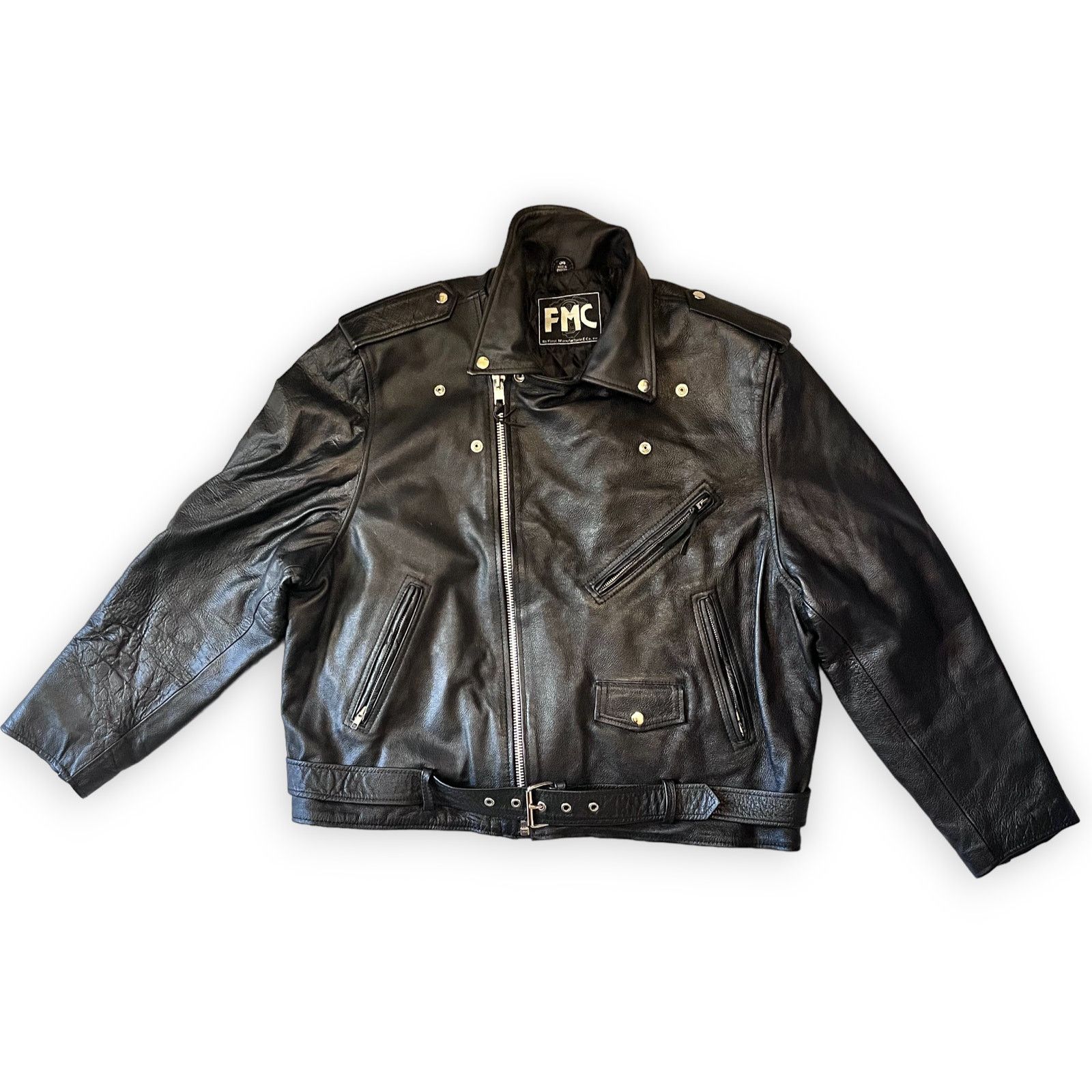 Fmc Vintage FMC Men's Leather Motorcycle Biker Jacket Size