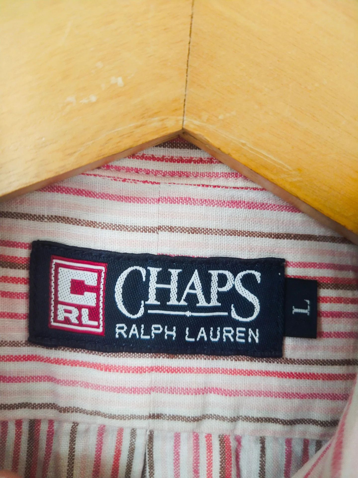 Chaps Ralph Lauren Vintage Chaps Ralph Lauren Red Striped Short Sleeve Shirt Size US M / EU 48-50 / 2 - 4 Thumbnail