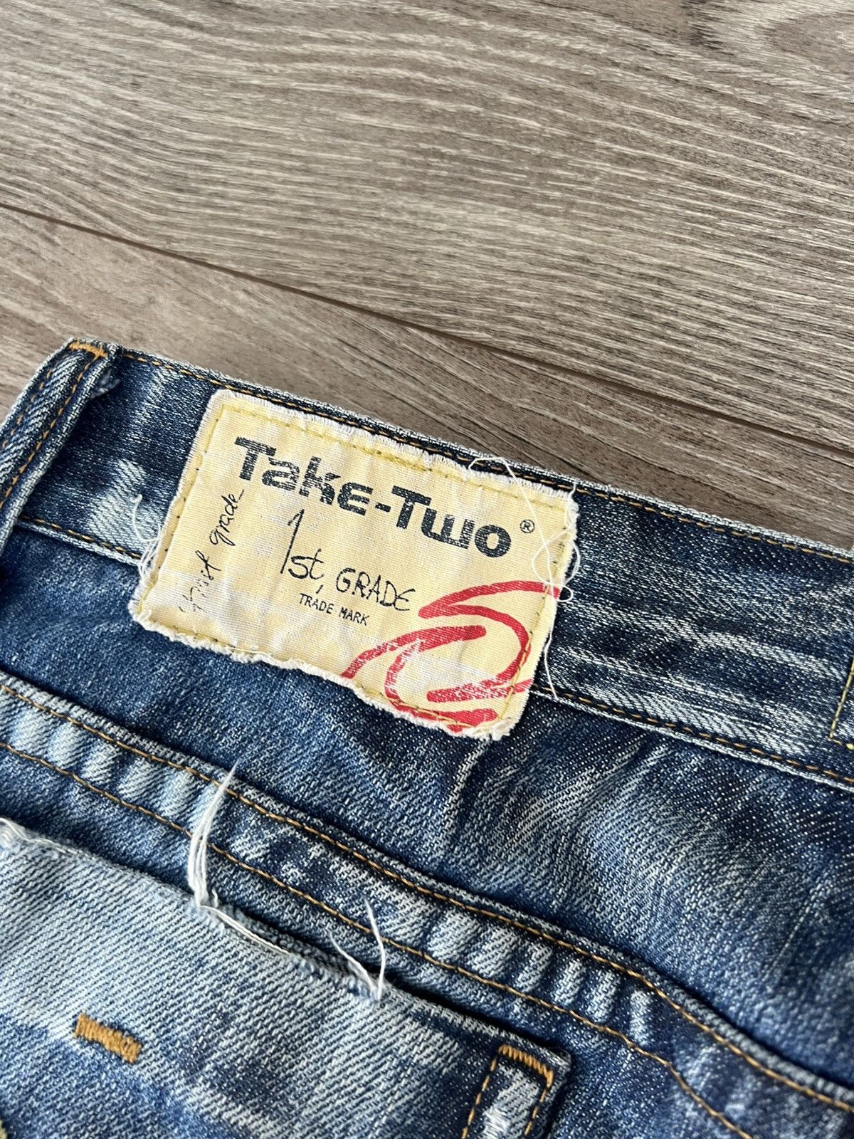 Designer ‼️Take Two 1st Grade HandMade Crafted Print Flared Jeans‼️ Size US 33 - 17 Thumbnail
