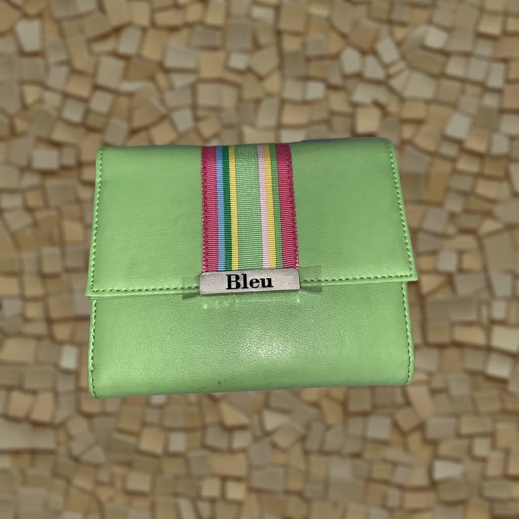 Vintage BLEU MUNDI/WESTPORT Credit Card Stripe Wallet Green Leather Size ONE SIZE - 1 Thumbnail