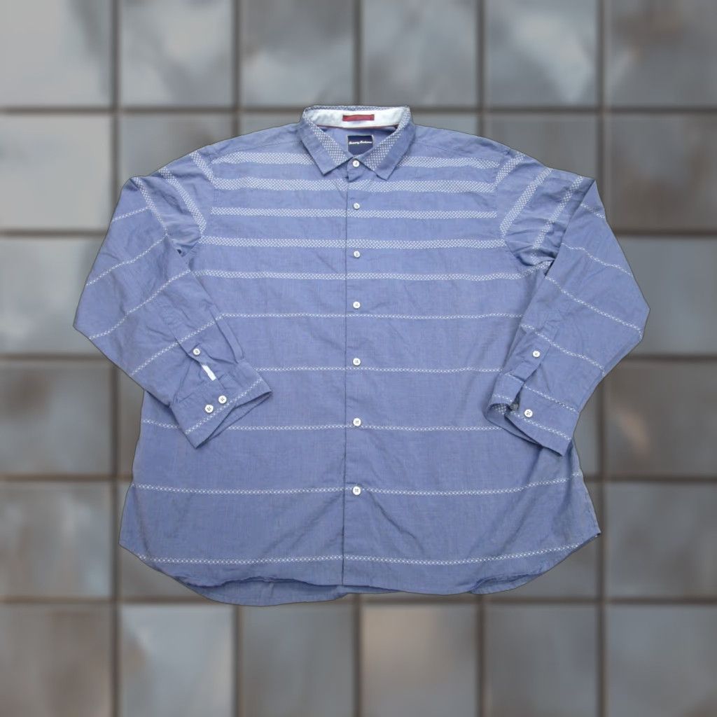 Tommy Bahama VINTAGE Tommy Bahama Shirt Mens 2XL Blue Striped Cotton Button-Up Casual Aloha Beach Hawaiian Preppy Mens Size US XXL / EU 58 / 5 - 1 Thumbnail