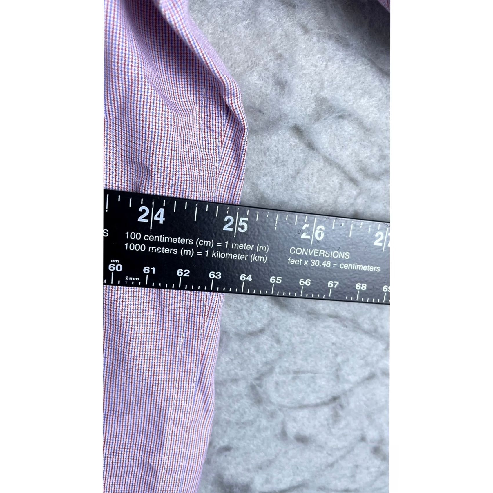 Vintage TM Lewin Mens Dress Shirt Purple Micro Check Regular Fit Cotton 17.5 Size 48R - 5 Thumbnail