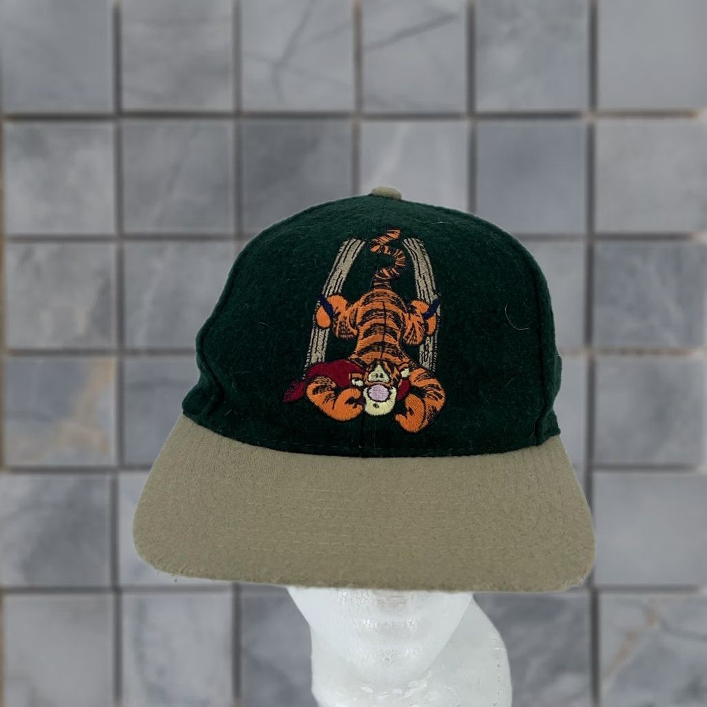 Disney VINTAGE Disney Tigger Wool Blend Hat Cap Strap Back Green Winnie the Pooh 90s Mens One Size Cap Size ONE SIZE - 1 Thumbnail