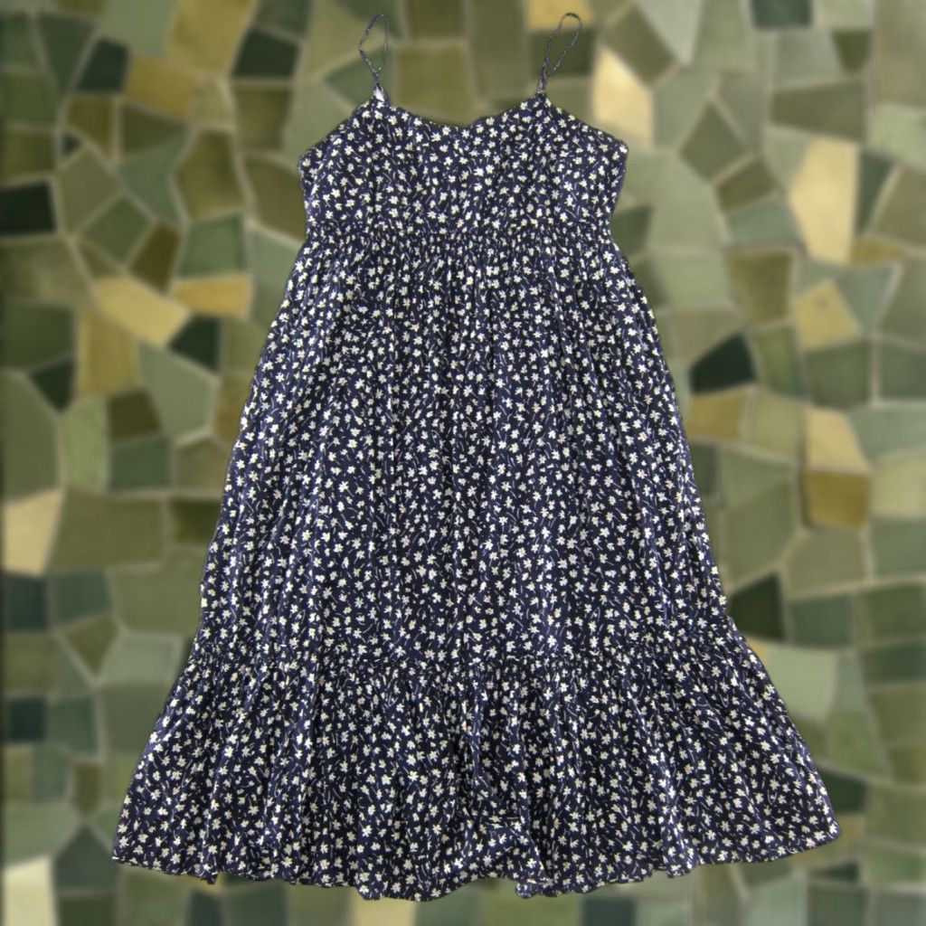 Madewell Madewell Navy Blue White Floral Cotton Pocket Long Midi Tank Slip Dress 12 Size XL / US 12-14 / IT 48-50 - 1 Thumbnail