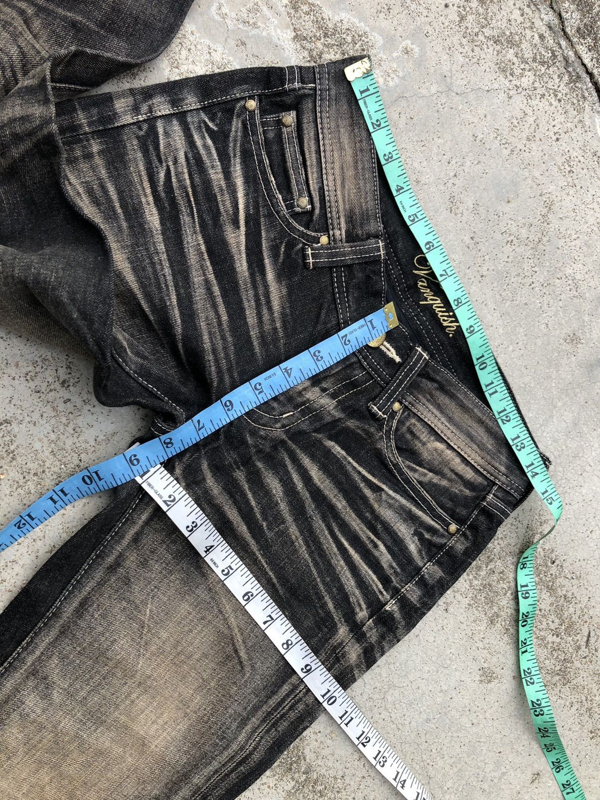 If Six Was Nine × Vanquish FLARED⚡️⚡️VANQUISH GOLD RUSTY BLACK DENIM Size 29" - 6 Thumbnail