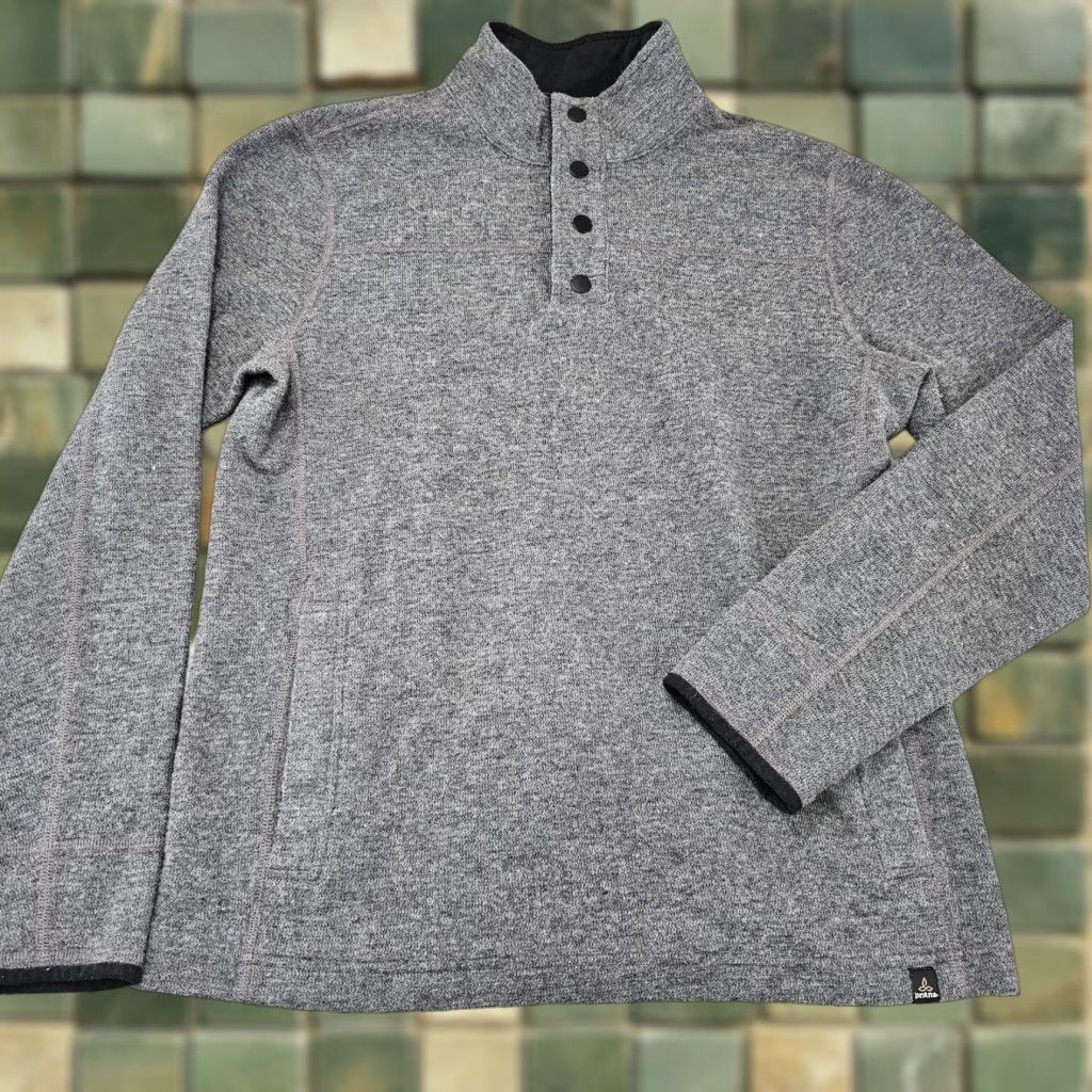 Prana Prana Sweater Womens M Gray 1/4 Snap Mock Neck Fleece Pullover Sweatshirt Size M / US 6-8 / IT 42-44 - 1 Thumbnail