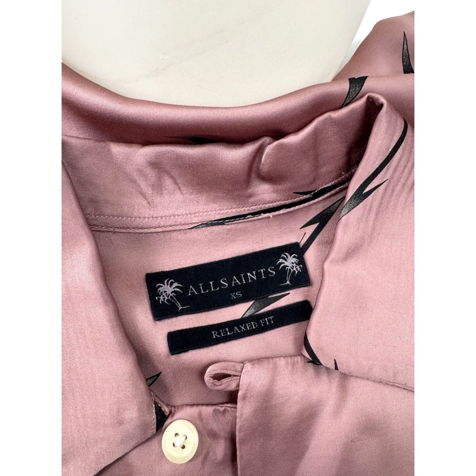 Allsaints ALL SAINTS POINTERS Shirt Shiny Print XS Pinkish Purple Mens Size US XS / EU 42 / 0 - 4 Thumbnail