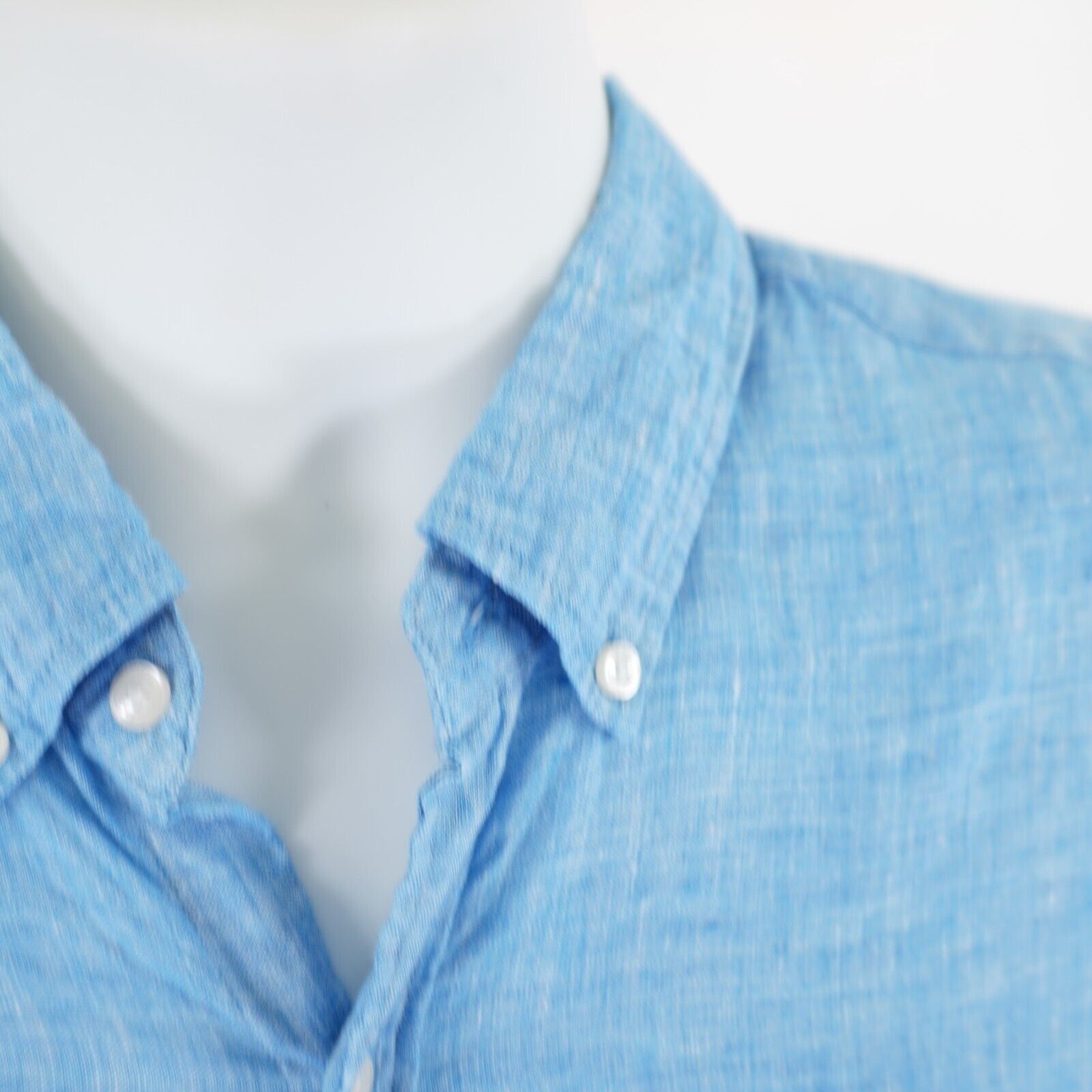 Michael Kors Michael Kors 100% Linen Slim Fit Blue Short Sleeve Medium Bu Size US M / EU 48-50 / 2 - 2 Thumbnail