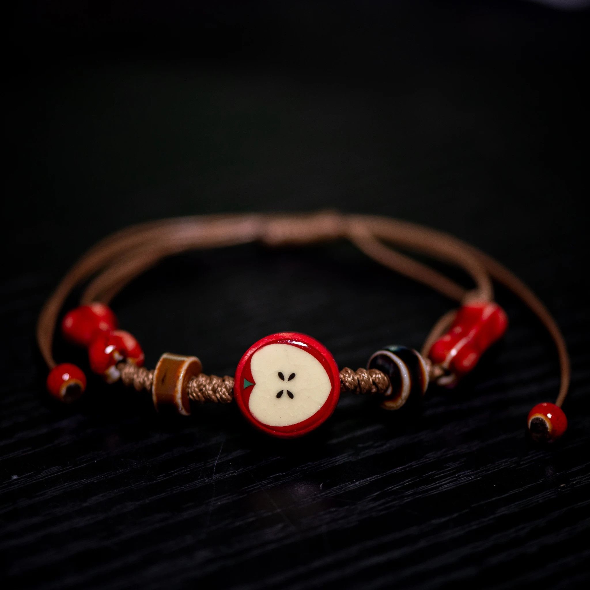 Handmade Apple Ceramic Bracelet Handmade Jewelry Gift For Her Size ONE SIZE - 4 Thumbnail