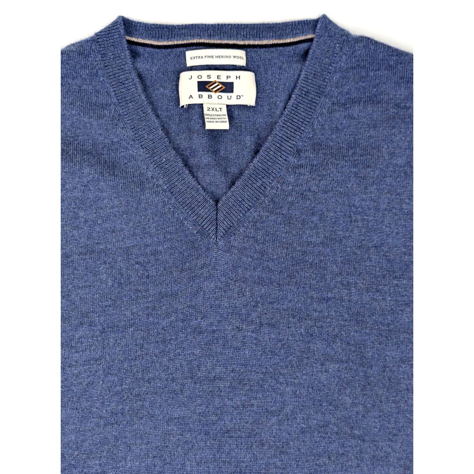 Joseph Abboud Joseph Abboud 100% Extra Fine Merino Wool V-Neck Sweater Men 2XLT Blue LS Size US XXL / EU 58 / 5 - 2 Thumbnail