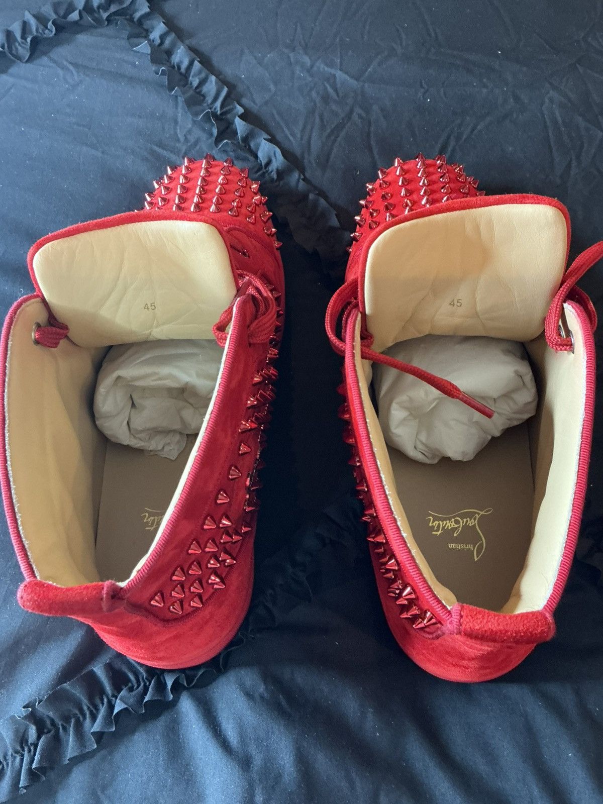 Christian Louboutin Christian Louboutin Louis Orlato Spiked Sneaker — Loubi Red Size US 12 / EU 45 - 9 Thumbnail