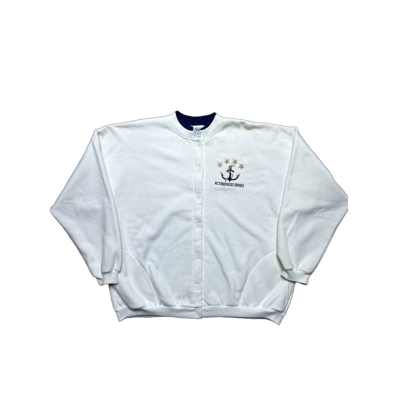 Vintage VINTAGE Cardigan Sweatshirt White 90s XL Men Size US XL / EU 56 / 4 - 1 Thumbnail