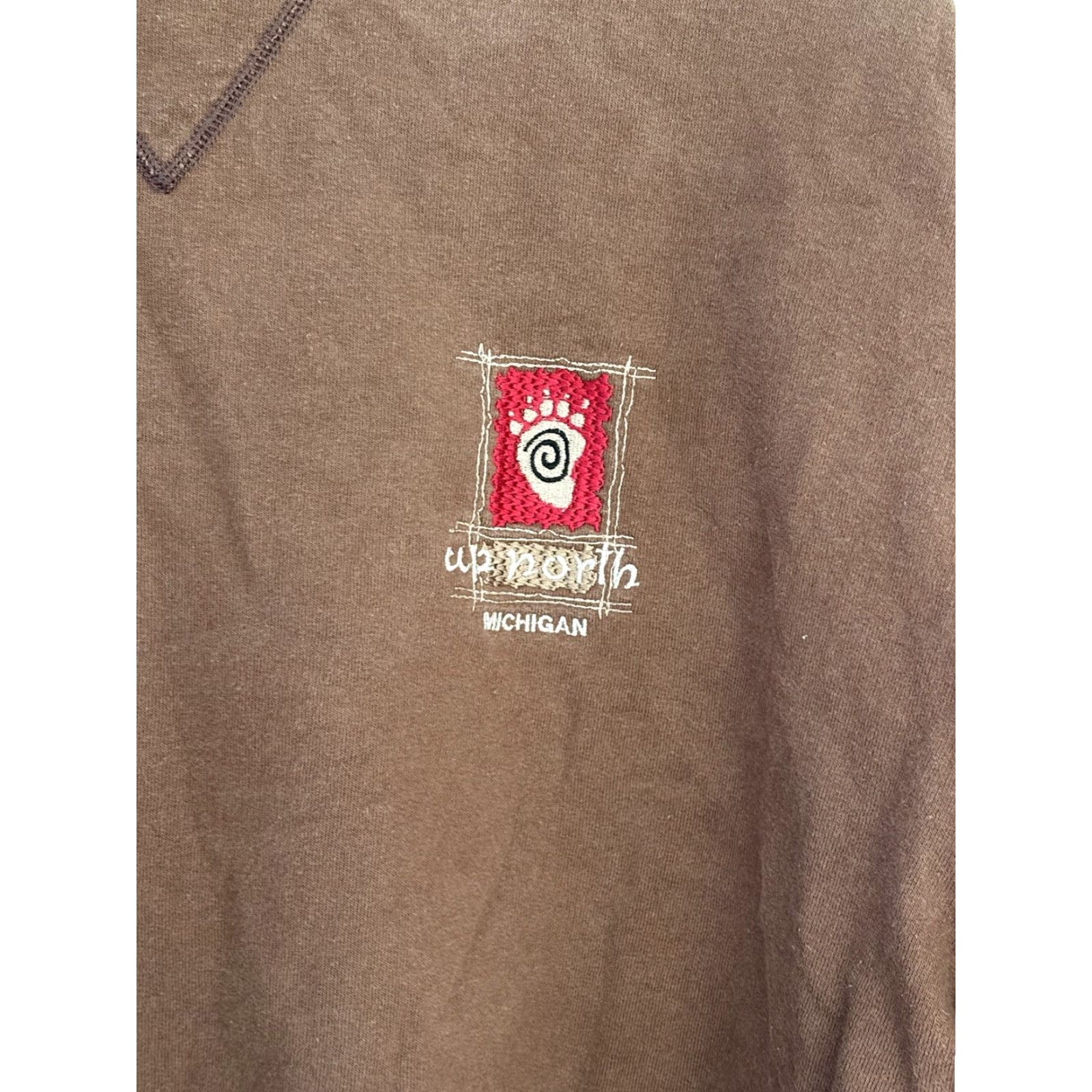 Gildan VINTAGE Gildan Heavy Blend Sweatshirt Brown Crew Neck Long Sleeve Pullover Size L Men’s Up North Michigan Sweatshirt Size US L / EU 52-54 / 3 - 3 Thumbnail