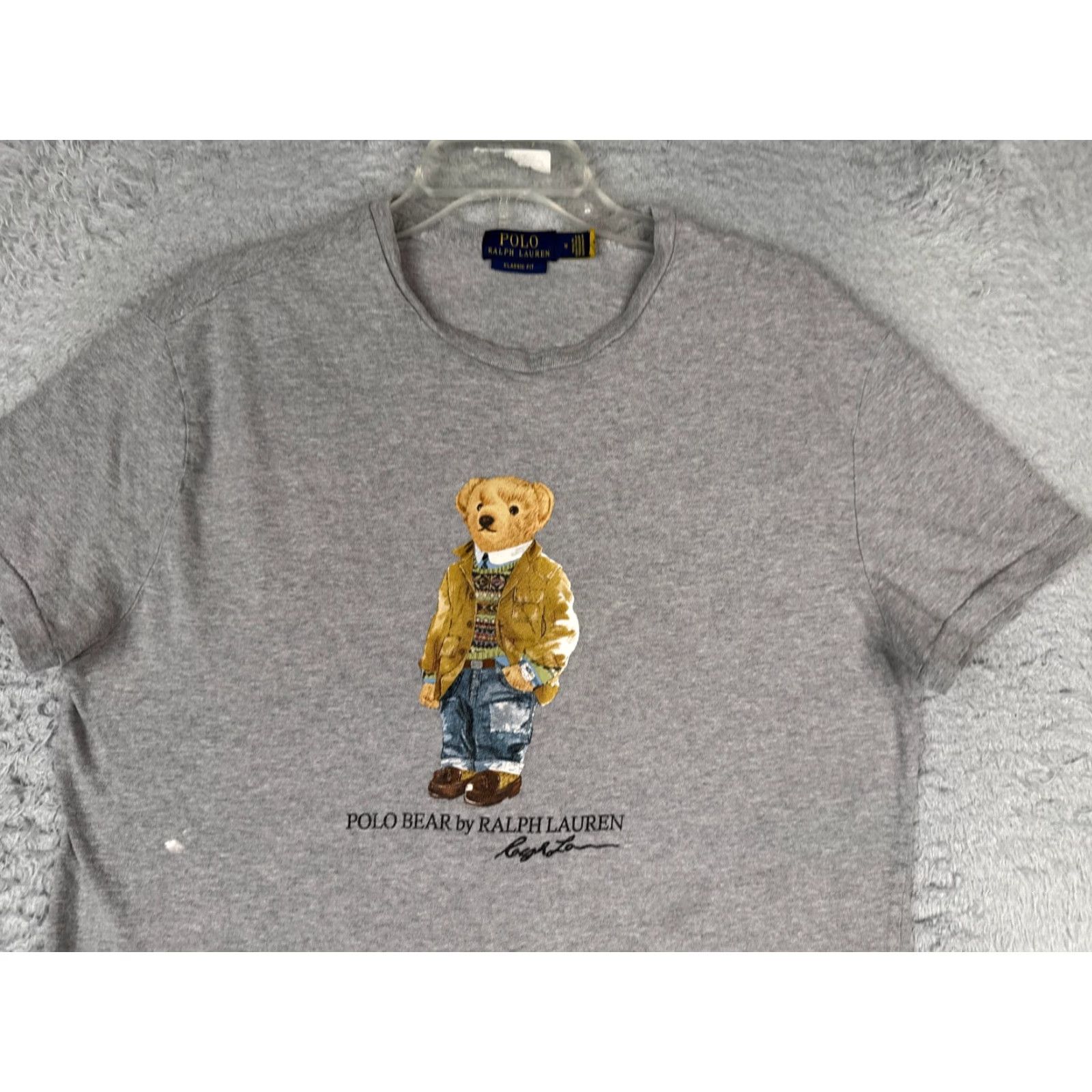 Polo Ralph Lauren Polo Ralph Lauren Shirt Men Medium Gray Polo Bear Short Sleeve 100% Cotton READ Size US M / EU 48-50 / 2 - 4 Thumbnail