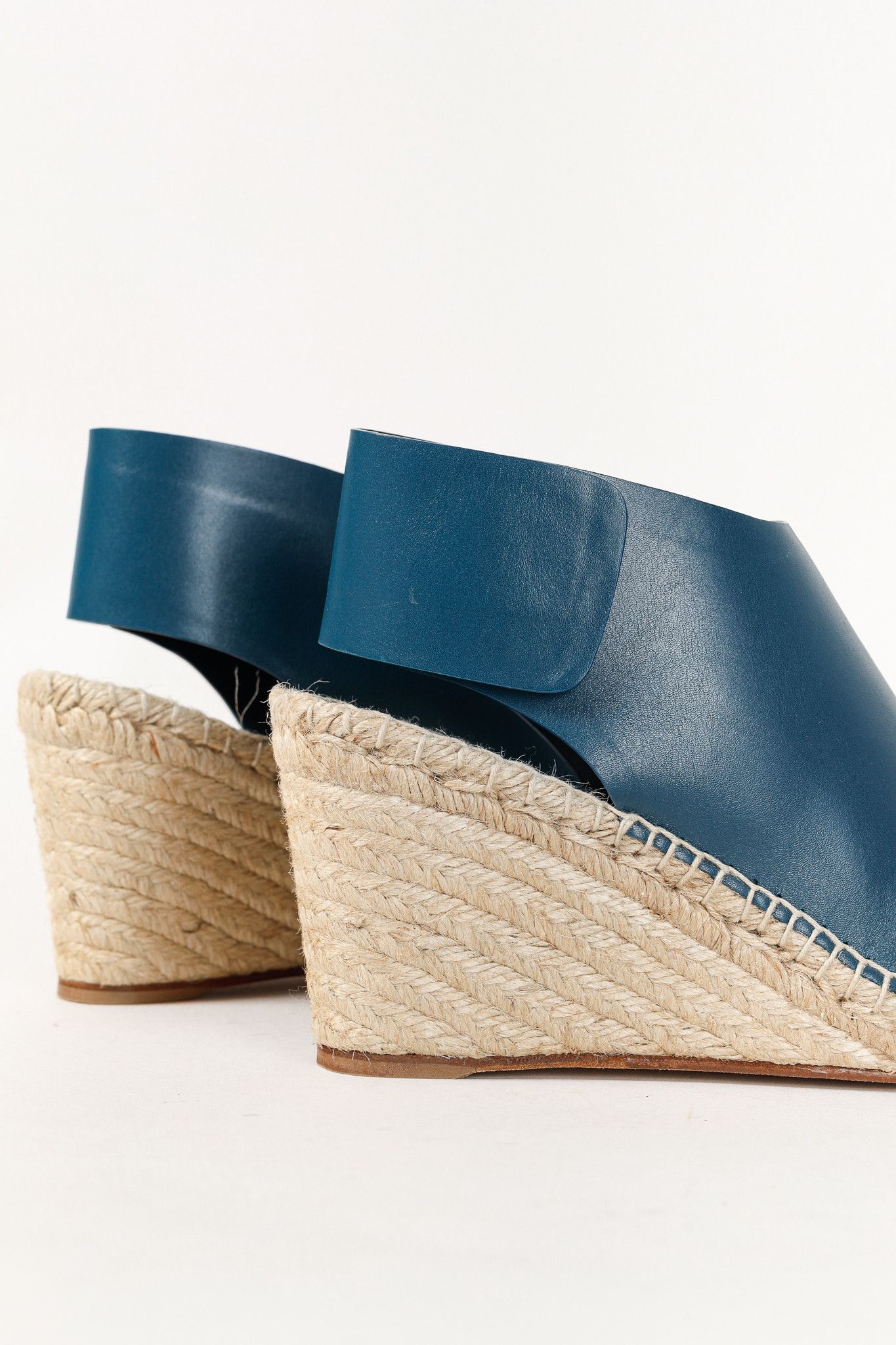 Celine Celine Blue Leather Wedge Espadrilles Size US 7.5 / IT 37.5 - 7 Thumbnail