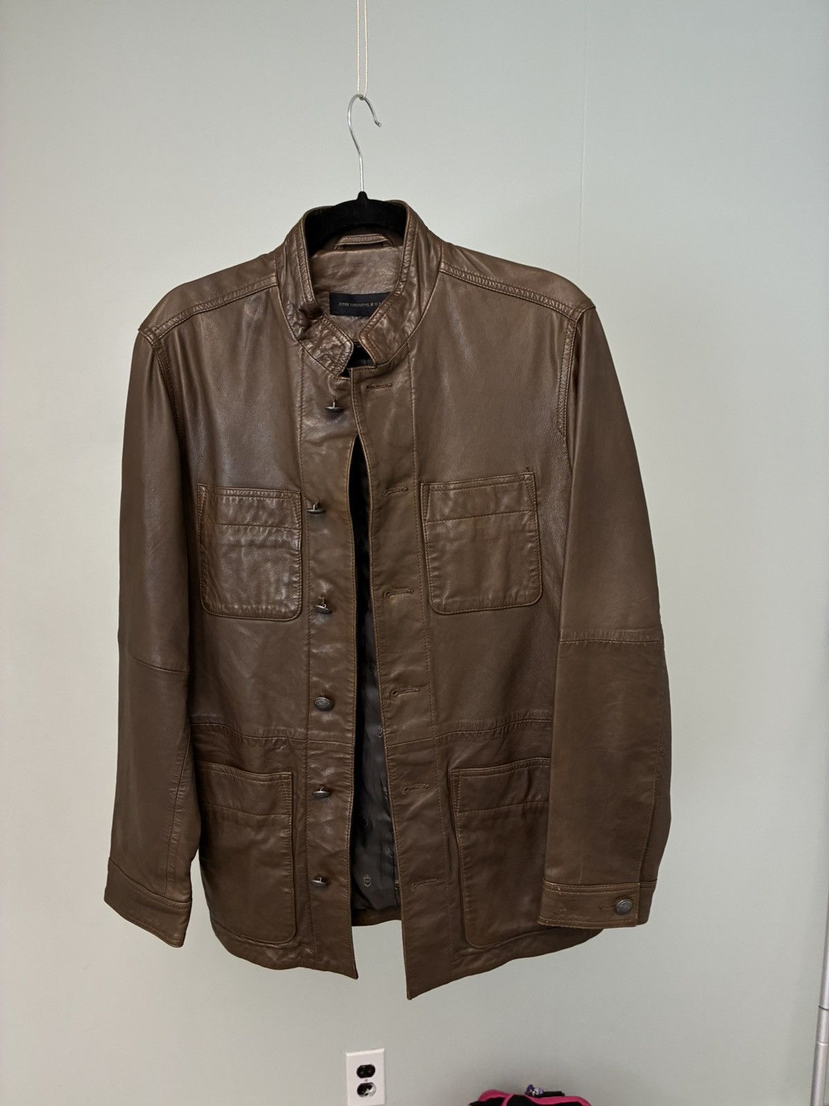 John Varvatos Officer Brown Leather Jacket Size Small Size US S / EU 44-46 / 1 - 1 Thumbnail