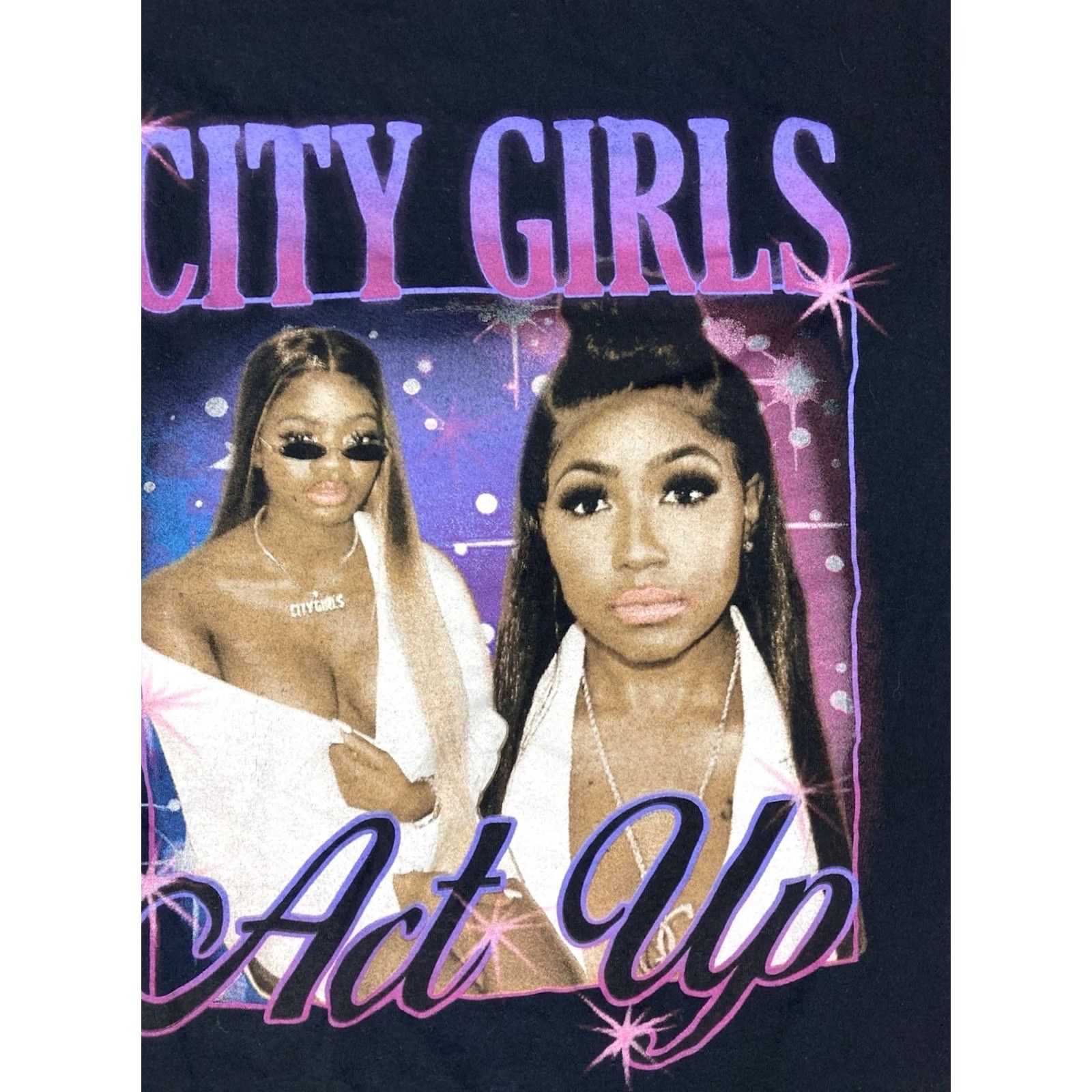 Vintage City Girls Act Up Graphic T-shirt Women Small Black Short Sleeve Music Shirt Size S / US 4 / IT 40 - 2 Thumbnail