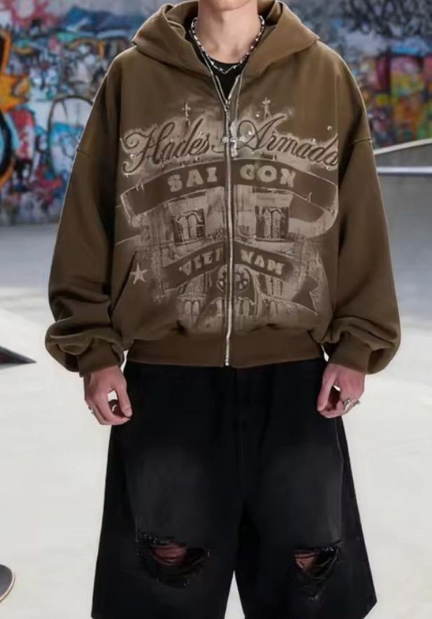 Other Street Retro American Style Zipper Hoodies Heavy Jackets Size US XL / EU 56 / 4 - 2 Thumbnail