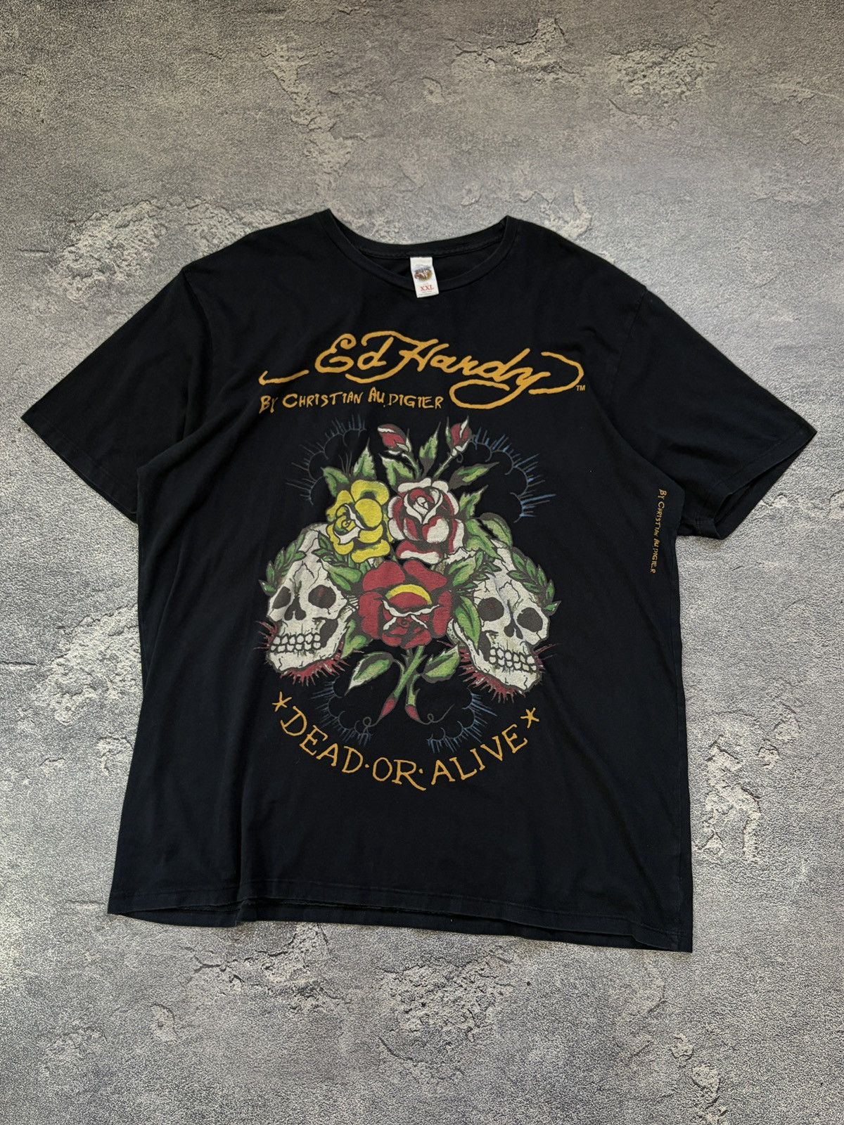 Ed Hardy Ed Hardy Dead or Alive Skull Roses Audigier Tee Black XXL Size US XXL / EU 58 / 5 - 1 Thumbnail