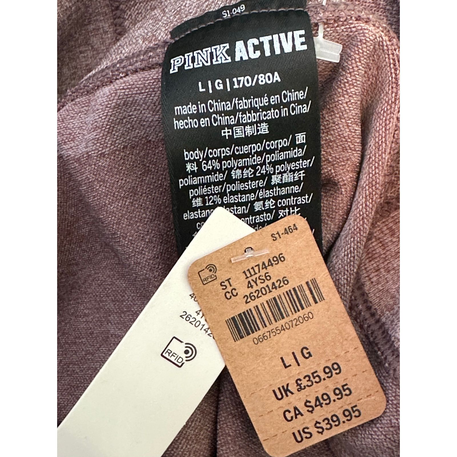 Pink Pink Active high waist full length tight leggings size Large Size 32" / US 10 / IT 46 - 3 Thumbnail