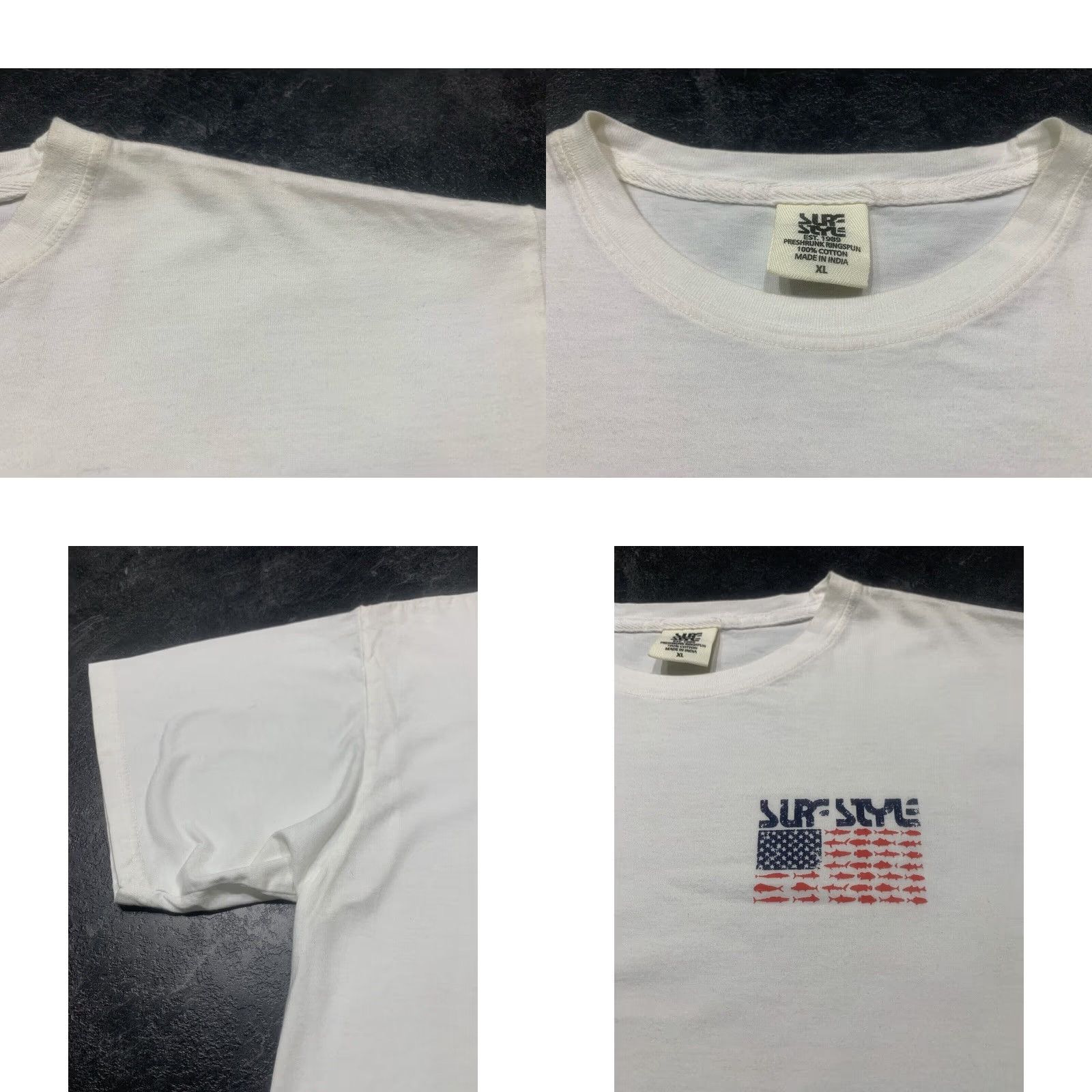 Vintage Surf Style Mens Beach T-Shirt White XL Short Sleeve V-Neck Size US XL / EU 56 / 4 - 8 Thumbnail