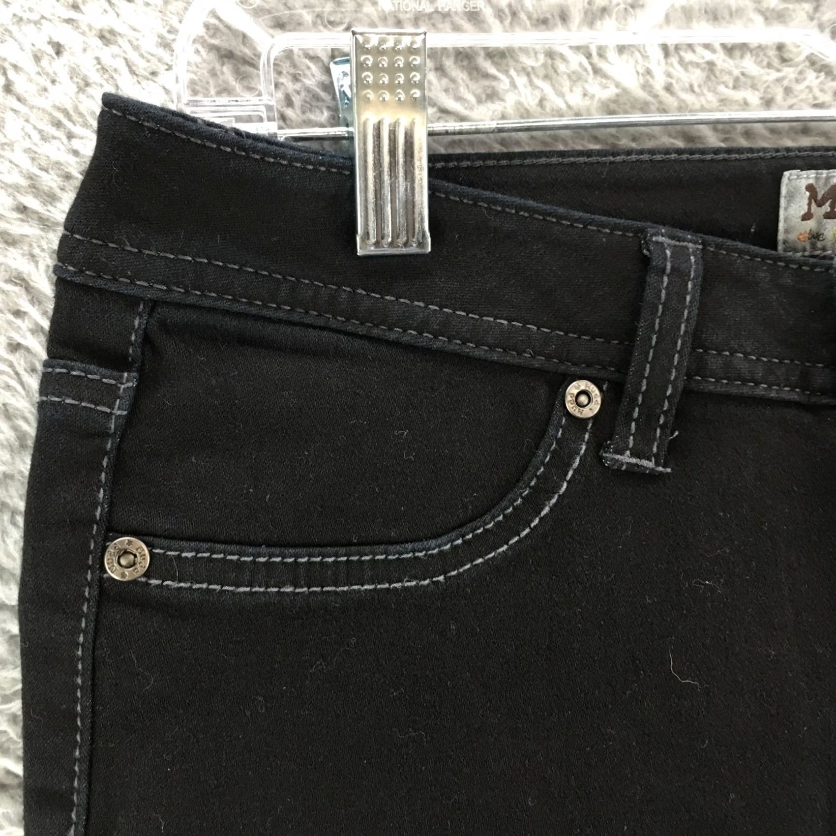 Vintage Mudd Love Peace Happiness Skinny Jeans Womens 5 Black Denim Low Rise Button Zip Size 27" / US 4 / IT 40 - 3 Thumbnail