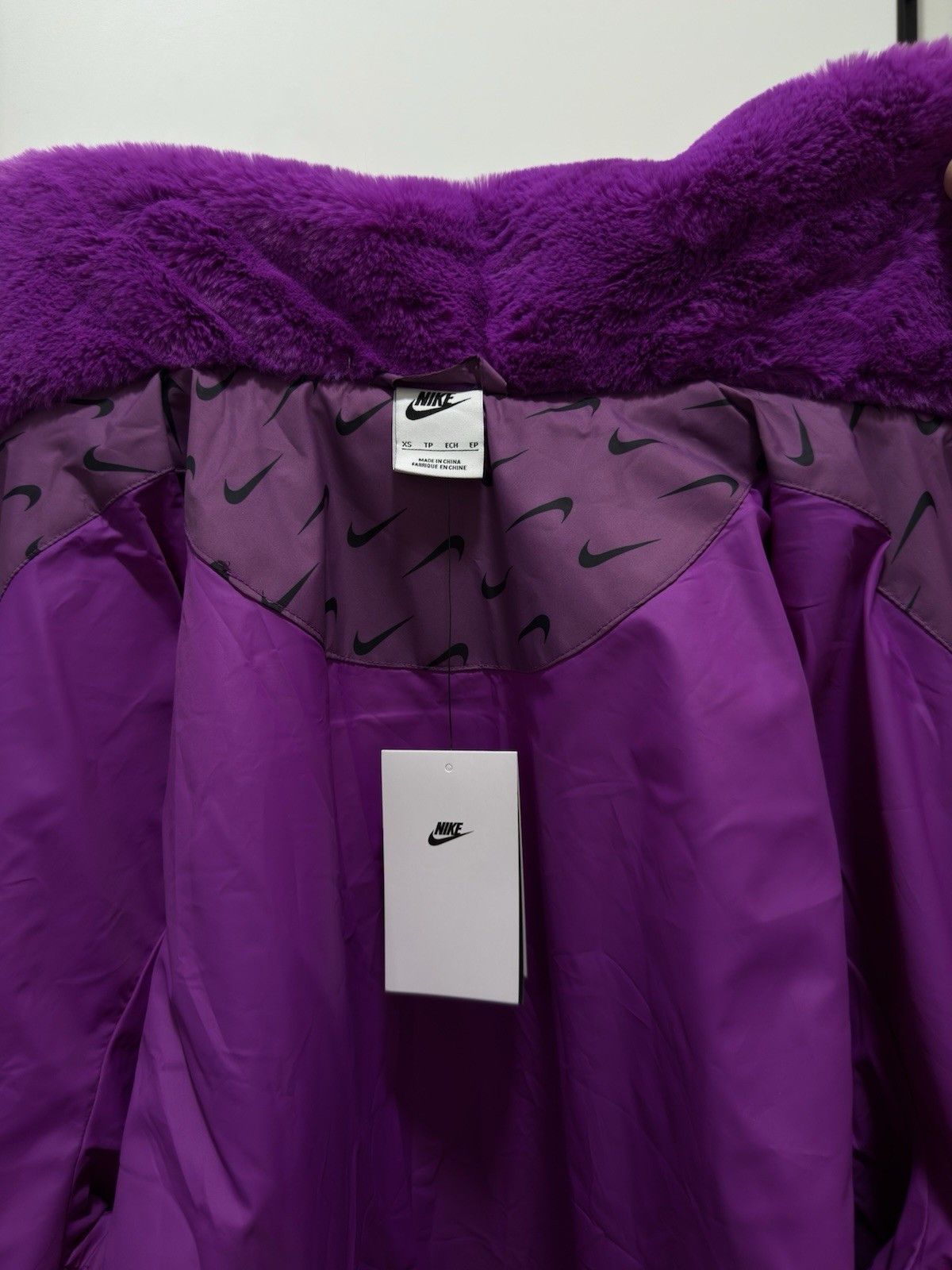 Nike New Nike Faux Fur Plush Coat Vivid Driftwood Jacket Swoosh Size M / US 6-8 / IT 42-44 - 10 Thumbnail