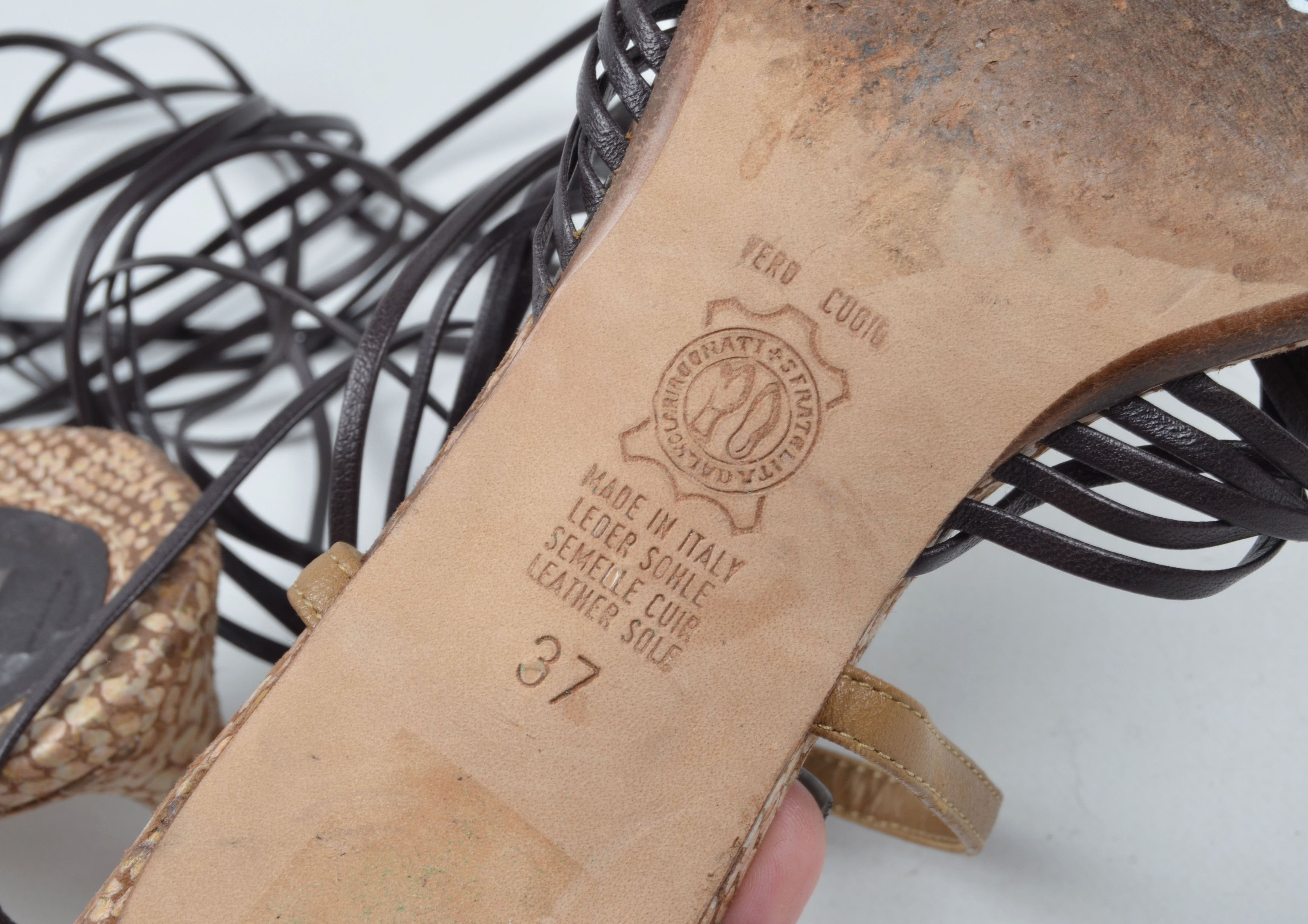 Designer × Max Mara × Vintage Max Mara Y2K Leather Kitten Heel Lace-Up Mules Sandals Size US 7 / IT 37 - 10 Thumbnail