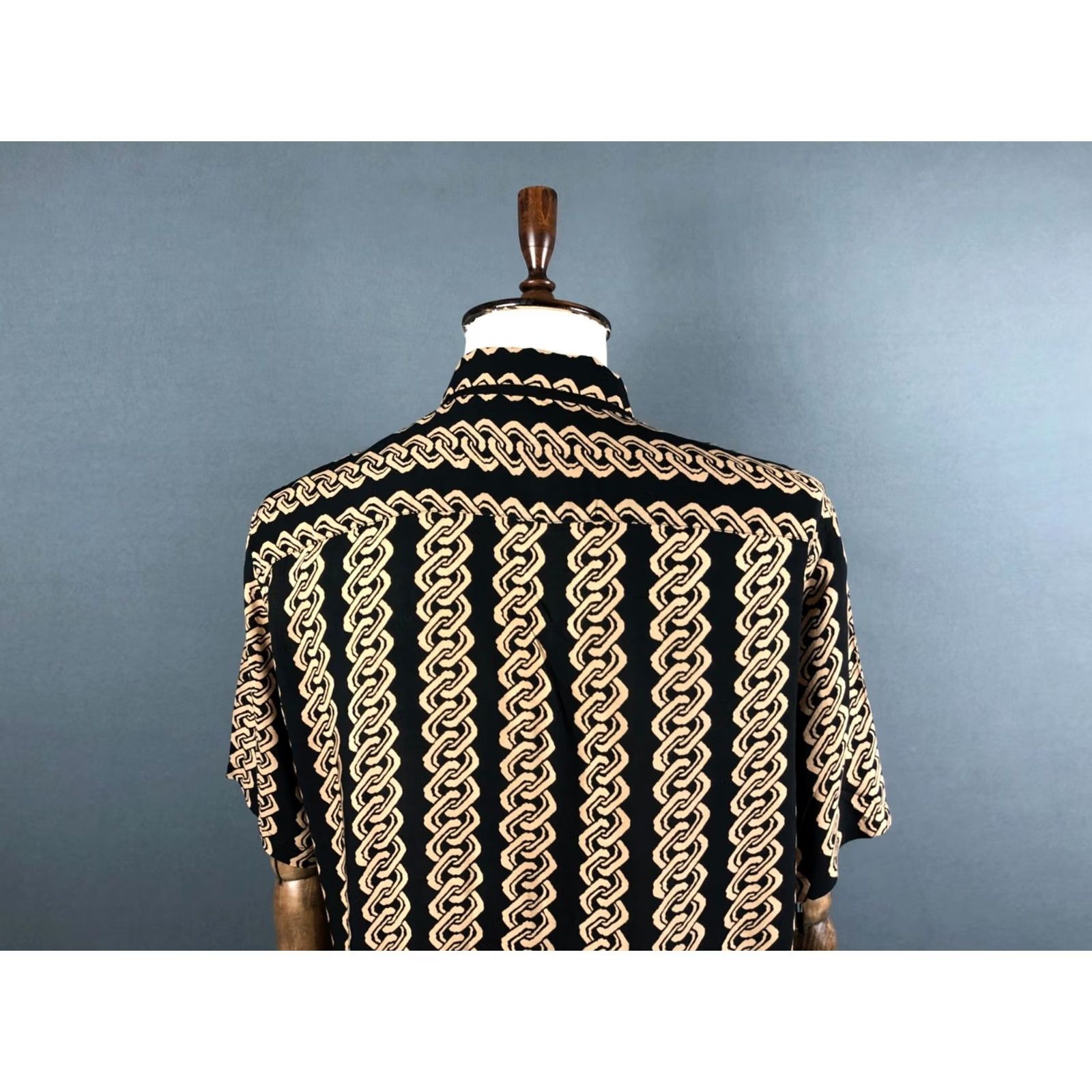 Allsaints AllSaints Men's Link SS Shirt XXL? XL Black Viscose Patterned Lapel Collar Shirt Size US XL / EU 56 / 4 - 5 Thumbnail
