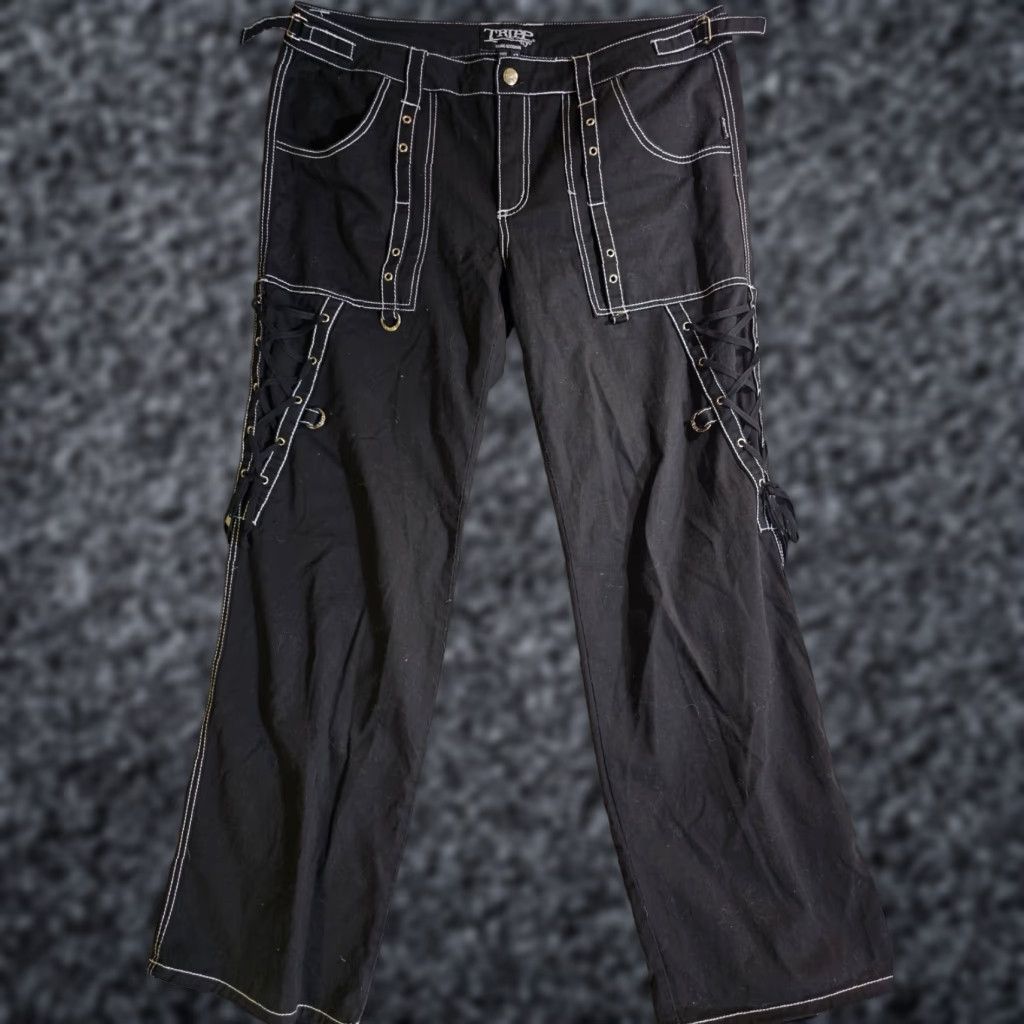 Tripp NYC VINTAGE TRIPP NYC Daang Goodman Black Bondage Chains Goth Pants Sz 17 Inseam 32 Size 38" / US 16 / IT 52 - 1 Thumbnail