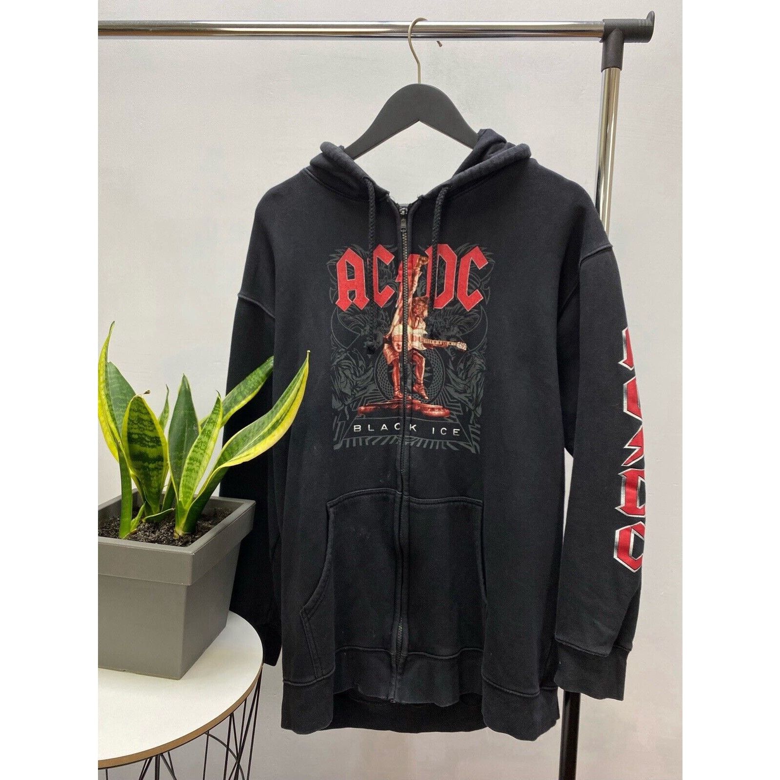 AC/DC × Vintage AC/DC Black Ice 2000s Zip Up Hoodie Promo Album Faded XL Size US XL / EU 56 / 4 - 1 Thumbnail