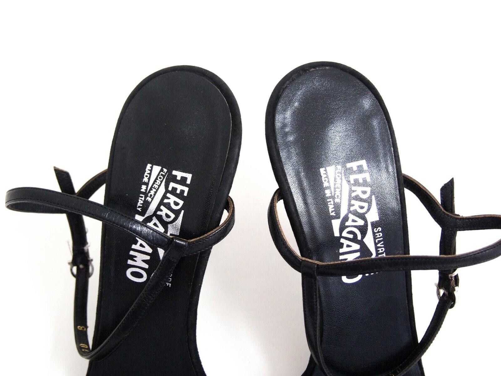 Salvatore Ferragamo Ferragamo Heels Strappy Sandals Black Leather US 10 EU 40.5 Size US 10 / IT 40 - 5 Thumbnail