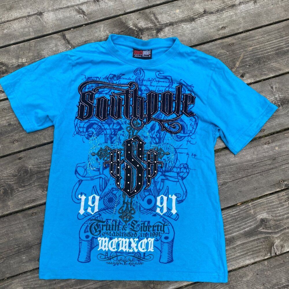 Southpole Vintage Y2K South pole Jeans Embroidered T Shirt Medium Size M / US 6-8 / IT 42-44 - 4 Thumbnail